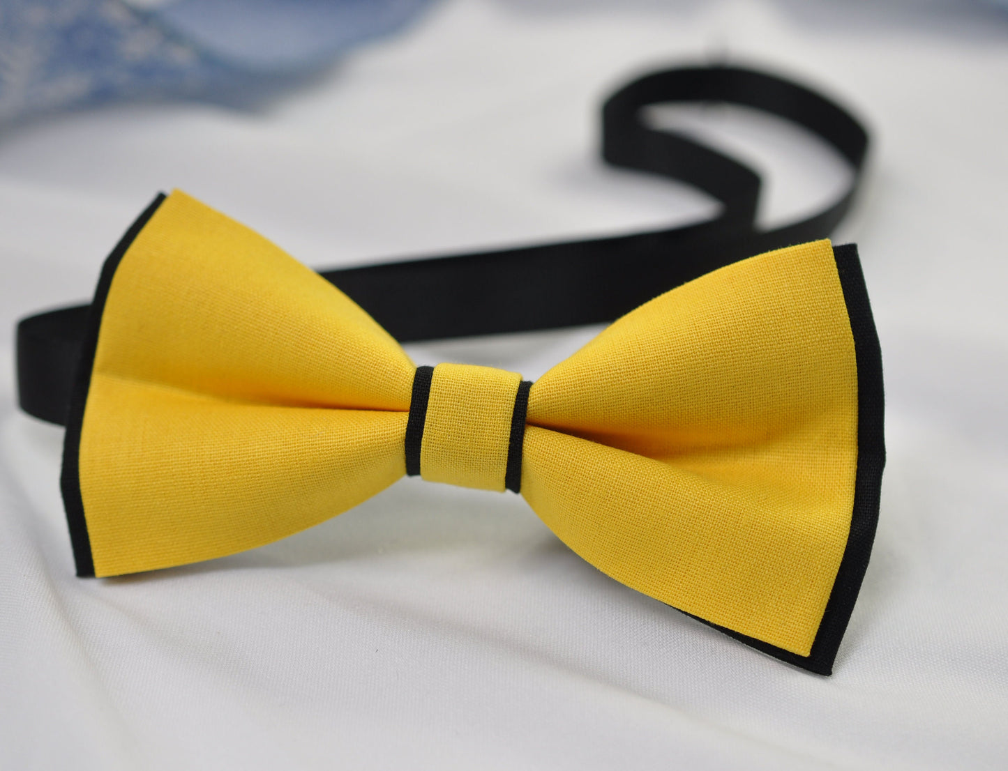 Black Yellow Cotton Pre tied Bow tie Bowtie + Yellow Elastic Suspenders Braces for Men / Youth / Boys Kids / Baby Infant Toddler