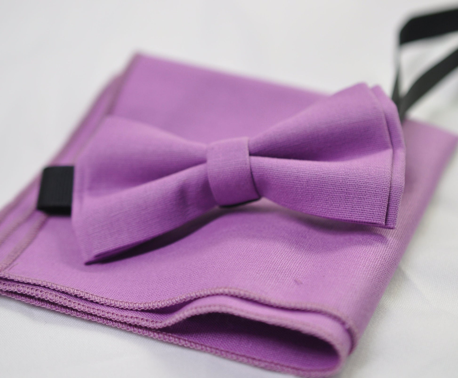 Orchid Purple Cotton Bow tie + Elastic Suspenders Braces + Pocket Square Hanky Handkerchief for Men / Youth / Boys Kids / Baby Infant Baby