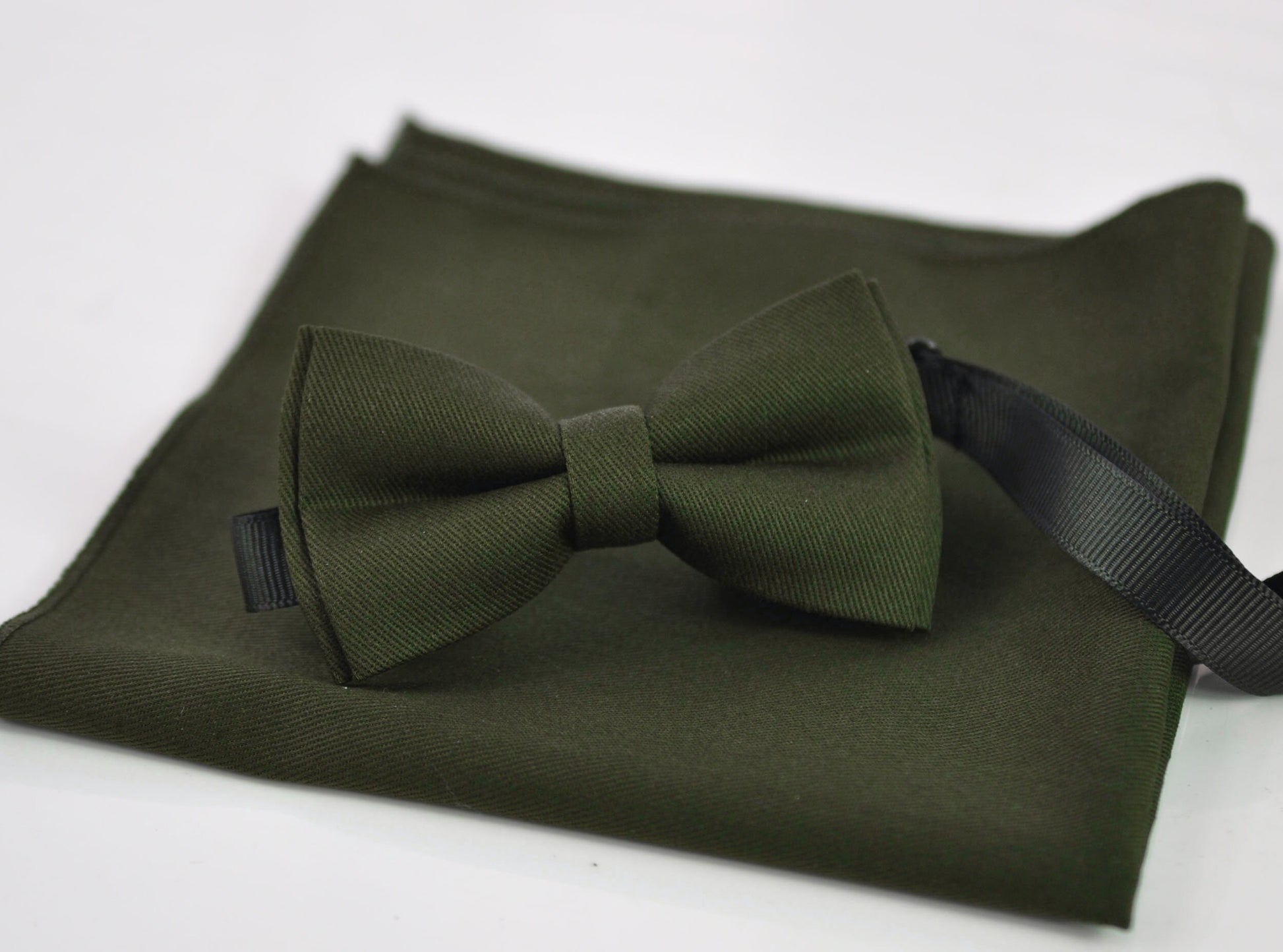 Olive Green Army Green Cotton Bow tie Bowtie + Cufflinks + Pocket Squares for Men Adult / Youth Teenage / Boy Kids / Toddler Baby Infant