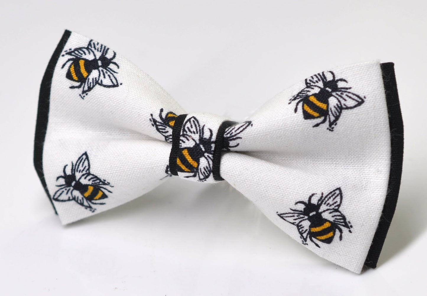 Black Yellow White Bees Bee Print Pretied Bow tie Bowtie+ Black Elastic Suspenders Braces for Men / Youth / Boys Kids / Baby Infant Toddler