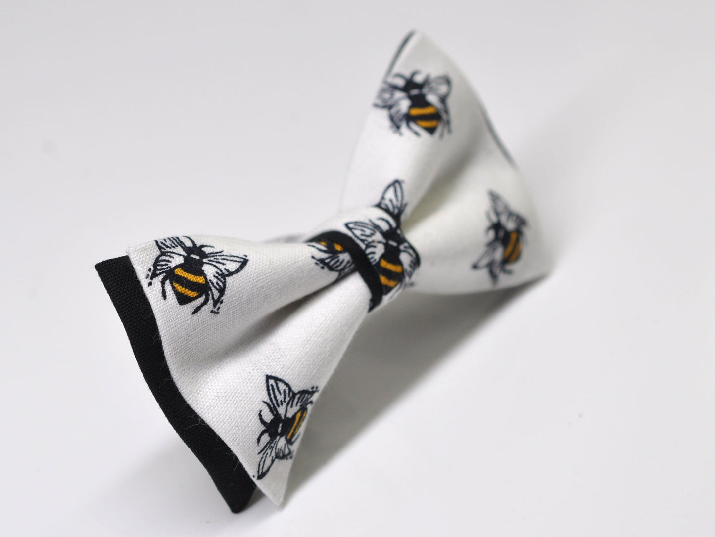 Black Yellow White Bees Bee Print Pretied Bow tie Bowtie+ Black Elastic Suspenders Braces for Men / Youth / Boys Kids / Baby Infant Toddler