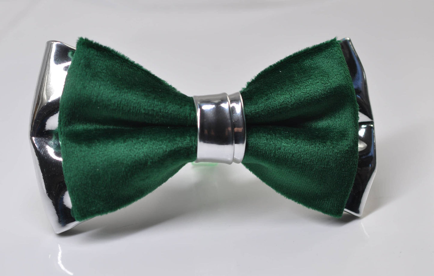 Emerald Green Velvet Silver Leather Bow tie + pocket Square Hanky Handkerchief + Cufflinks Men / Youth / Boys Kids / Baby Infant Toddler