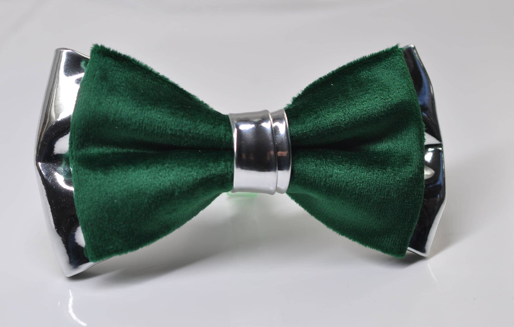 Emerald Green Velvet Silver Leather Bow tie + pocket Square Hanky Handkerchief + Cufflinks Men / Youth / Boys Kids / Baby Infant Toddler