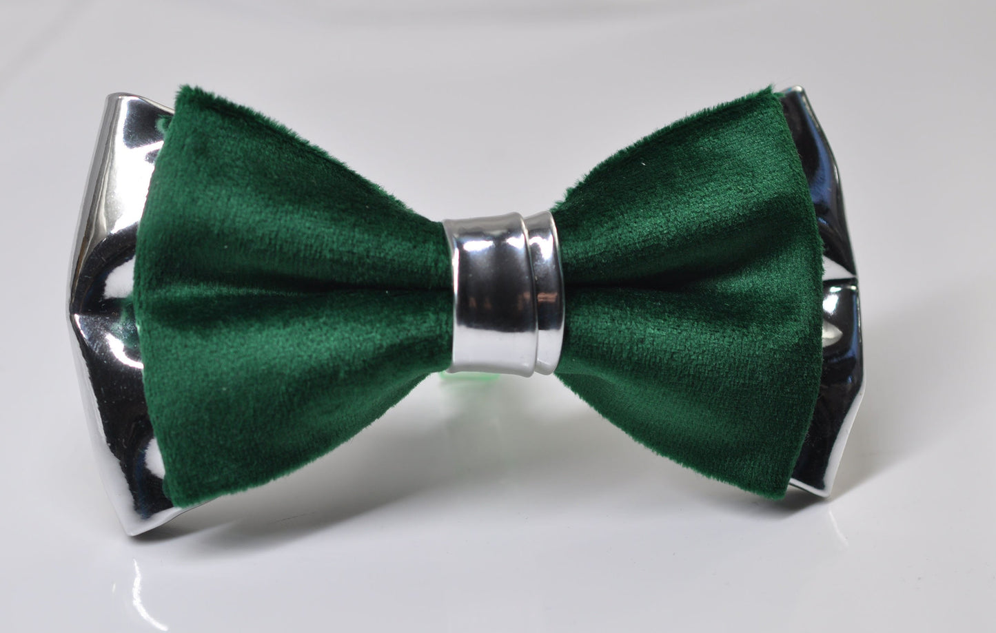Emerald Green Velvet Silver Leather Bow tie + pocket Square Hanky Handkerchief Wedding Men / Youth / Boys Kids / Baby Infant Toddler