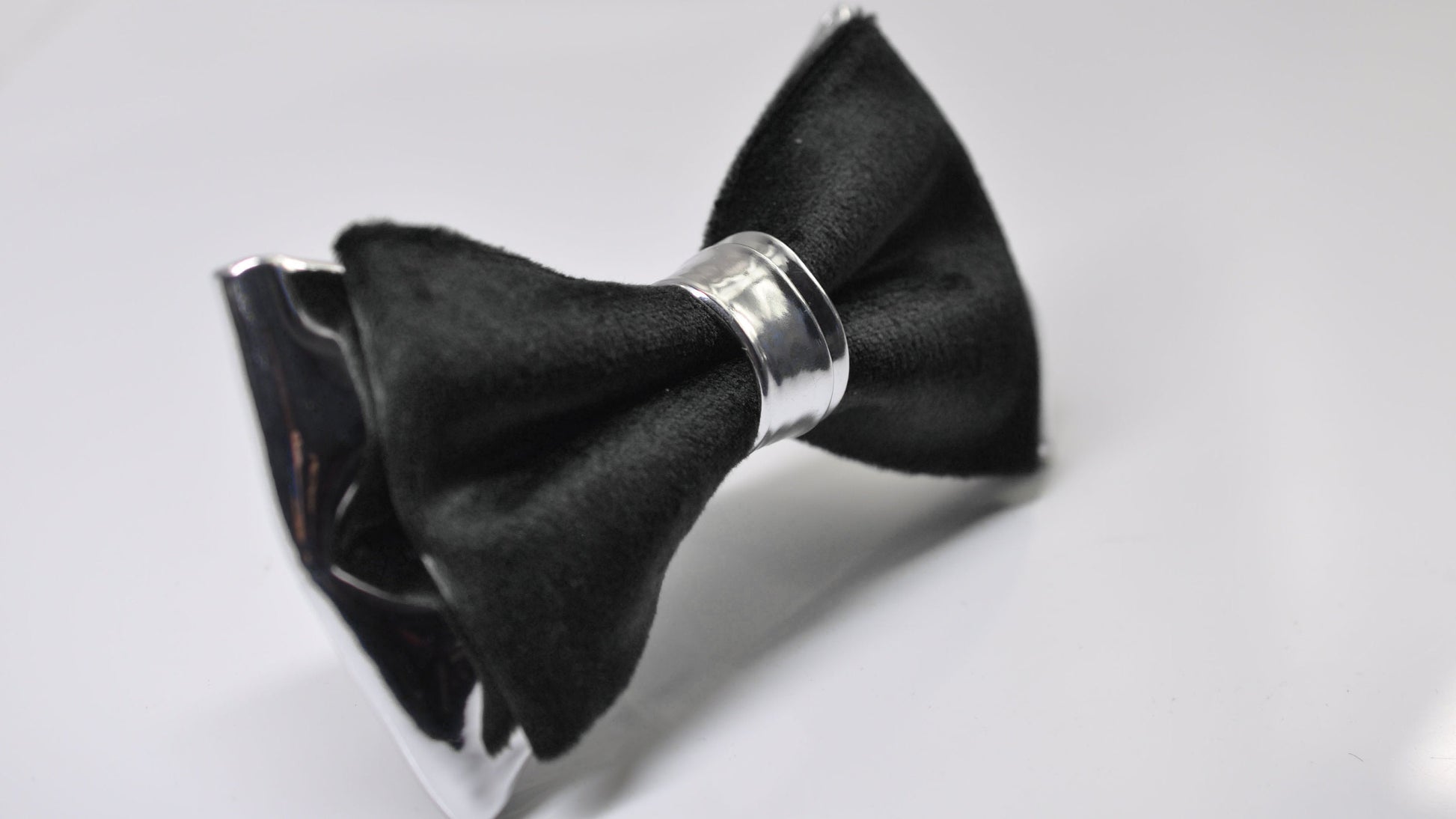 Black Velvet Silver Grey Gray Leather Bow tie Bowtie + Cufflinks Cuff Links for Men Adult / Youth / Boy Kids / Baby Infant Toddler