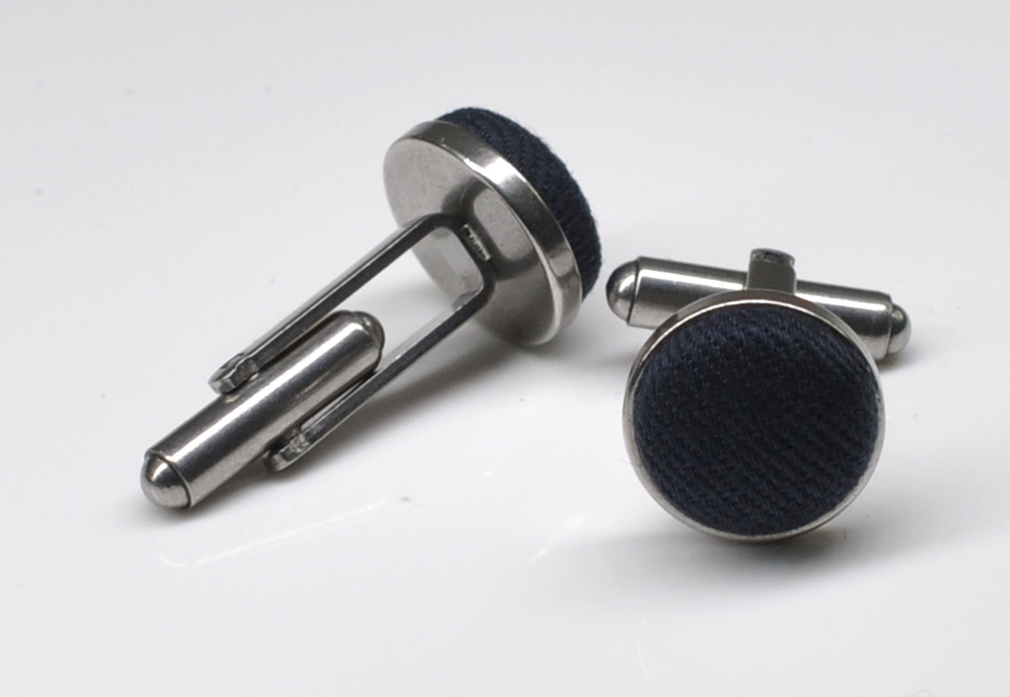 Men Women Unisex Navy Blue Dark blue Skinny 100% Cotton Necktie Neck Tie + Cufflinks Cuff links for Wedding Party Prom