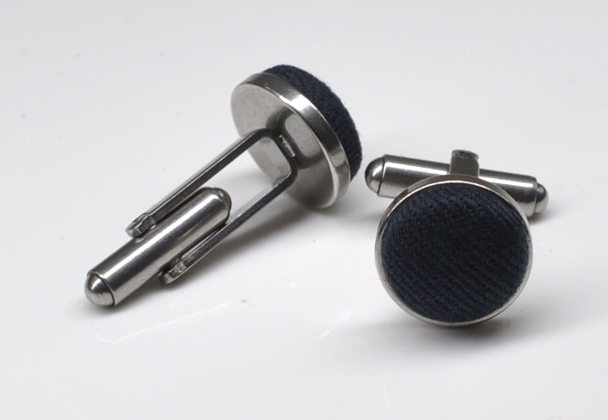 Men Women Unisex Navy Blue Dark blue Skinny 100% Cotton Necktie Neck Tie + Cufflinks Cuff links for Wedding Party Prom