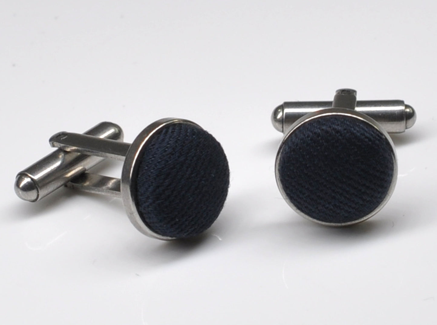 Men Women Unisex Navy Blue Dark blue Skinny 100% Cotton Necktie Neck Tie + Cufflinks Cuff links for Wedding Party Prom