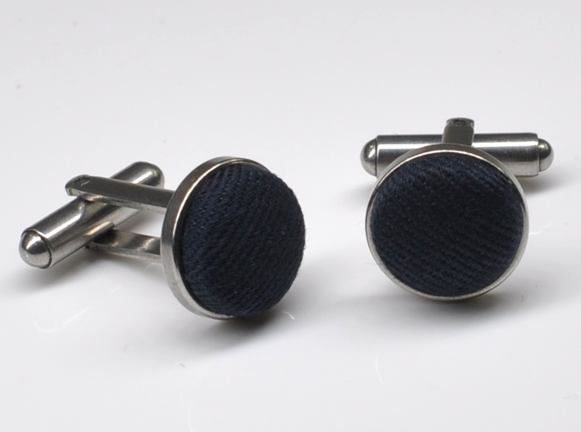 Men Women Unisex Navy Blue Dark blue Skinny 100% Cotton Necktie Neck Tie + Cufflinks Cuff links for Wedding Party Prom