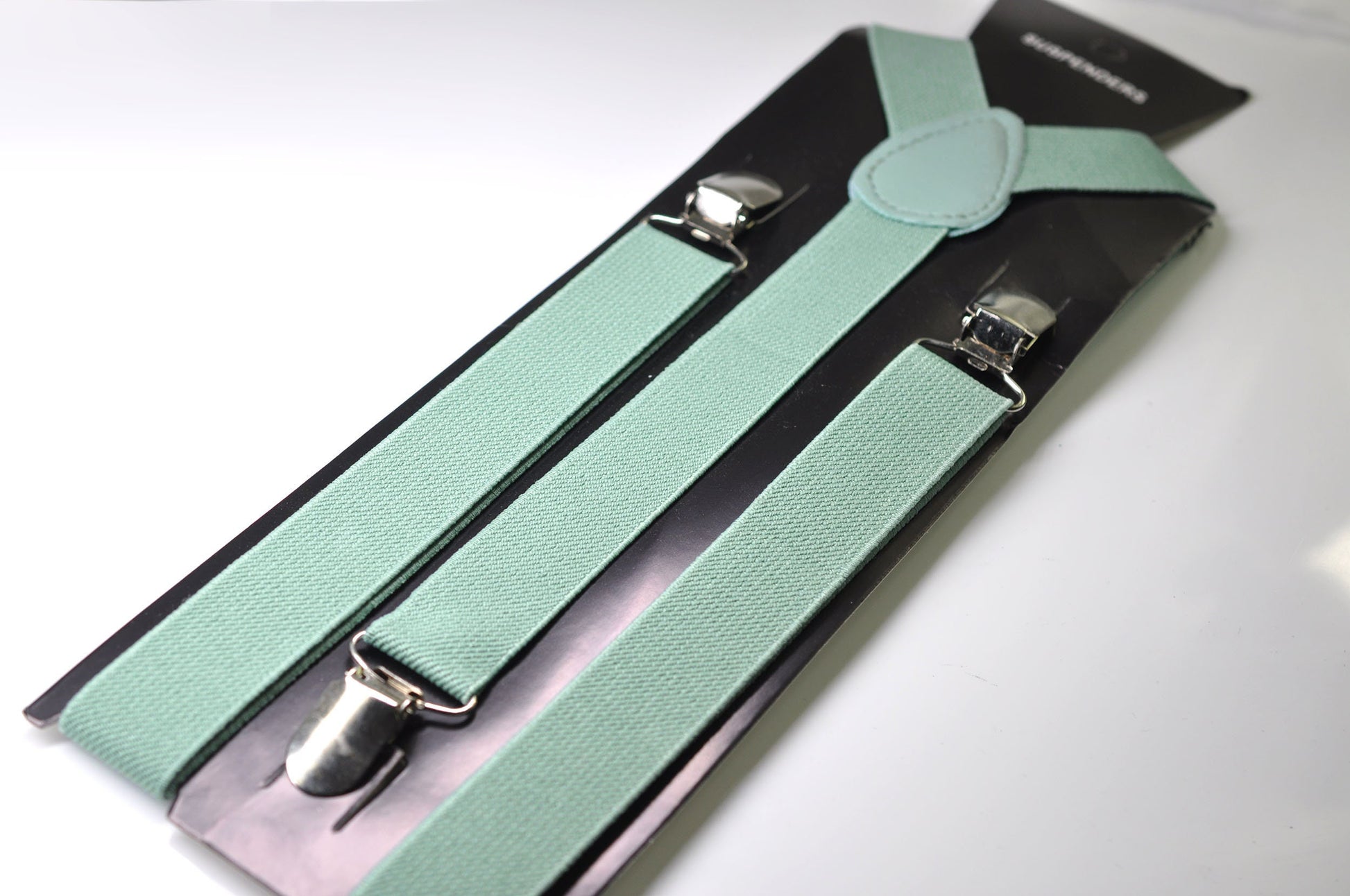 Sage Green 25MM Elastic Y-Back Suspenders Braces Silver Clips for Men Adult / Youth / Kids Boy /Toddler Baby Infant