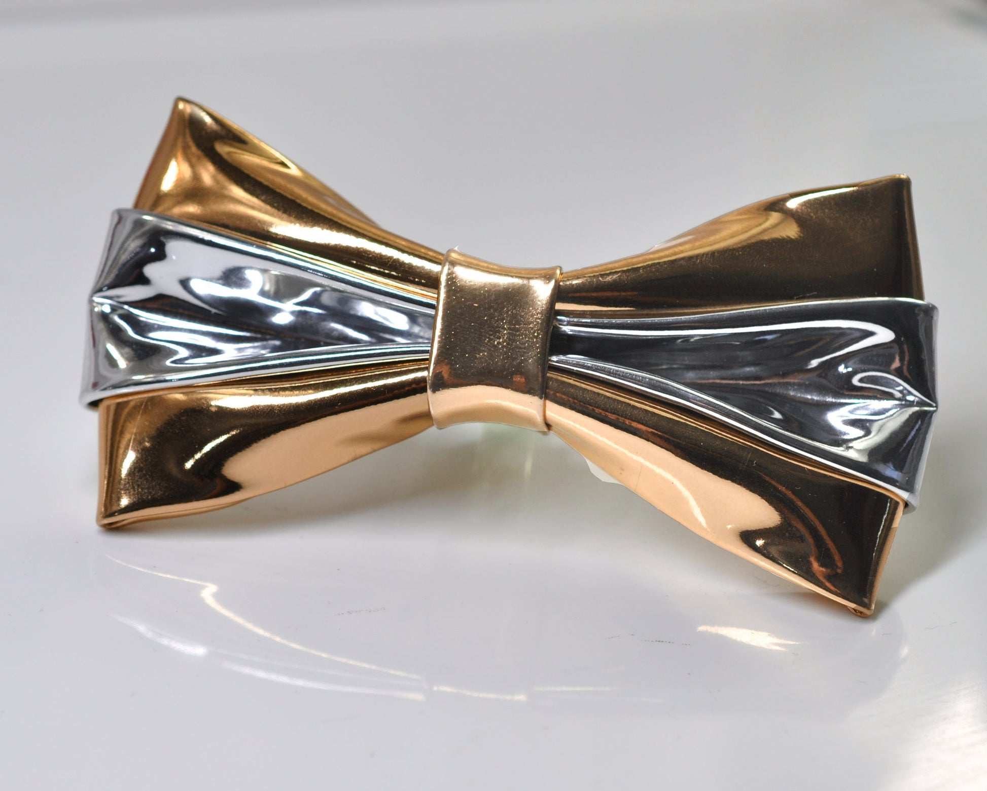 Rose Gold Silver Faux Leather Shining Bow Tie Bowties Wedding Party for All Ages Men / Youth Teenage / Boy KIds / Baby infant Toddler