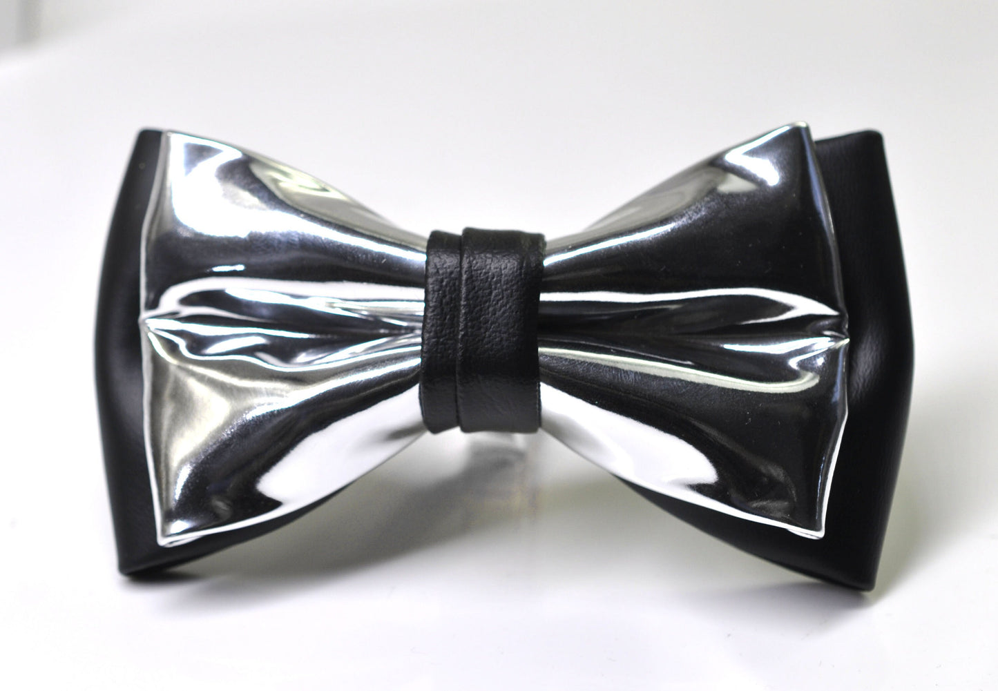 Black Silver Faux Leather Shining Bow Tie Bowties Wedding Party for All Ages Men / Youth Teenage / Boy KIds / Baby infant Toddler