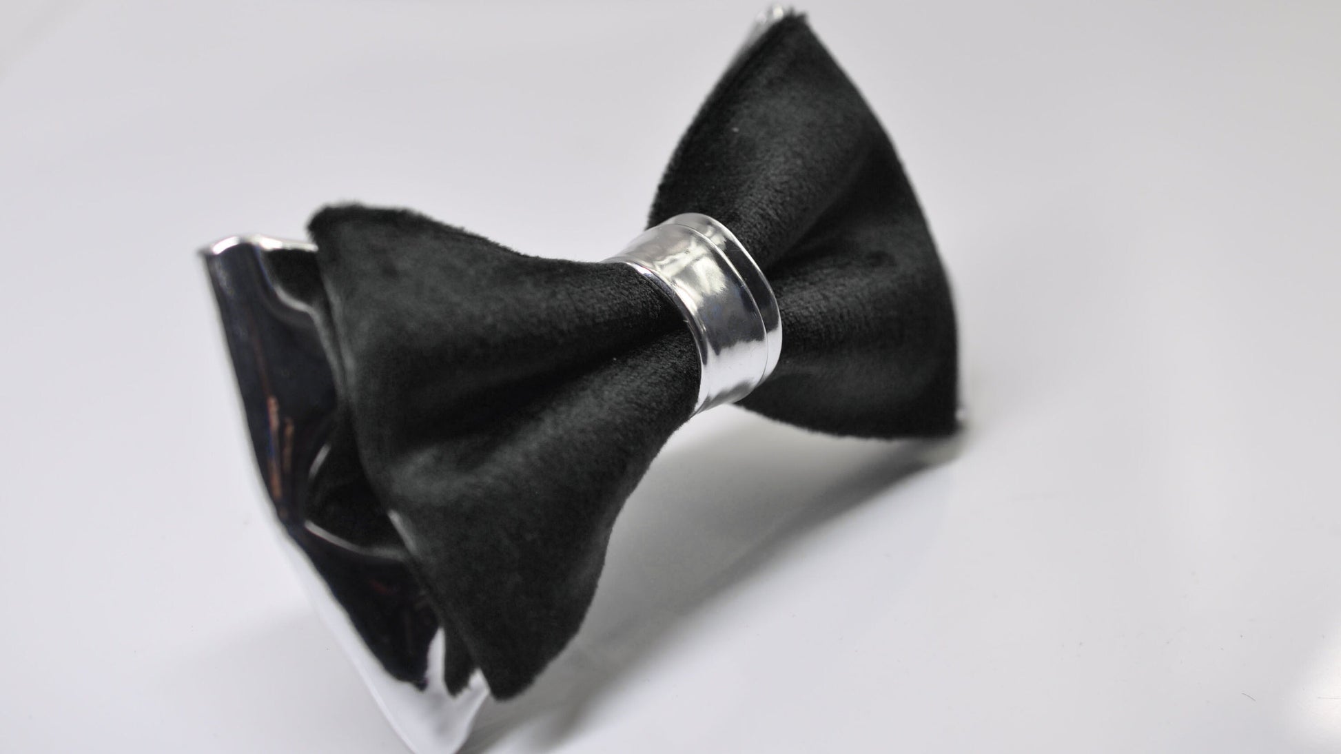 Black Velvet Silver Leather Bow tie + Suspenders Braces + Pocket Square Handkerchief for Men / Youth / Boys Kids / Baby Infant