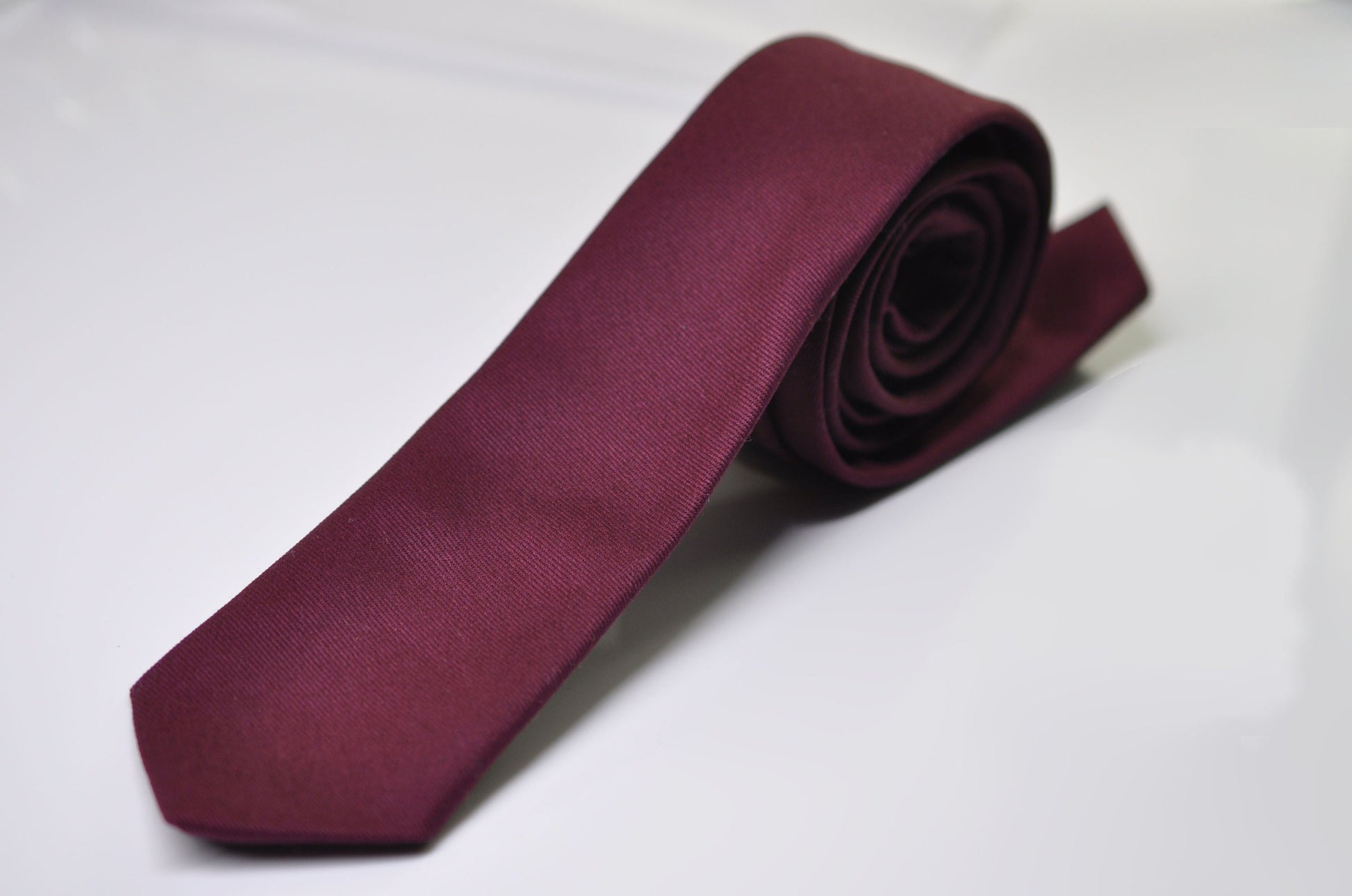 Men Women Unisex Burgundy Wine Red Skinny 100% Cotton Necktie Neck Tie for Wedding Party Prom