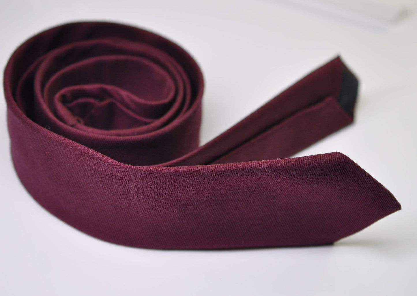 Men Women Unisex Burgundy Wine Red Skinny 100% Cotton Necktie Neck Tie for Wedding Party Prom