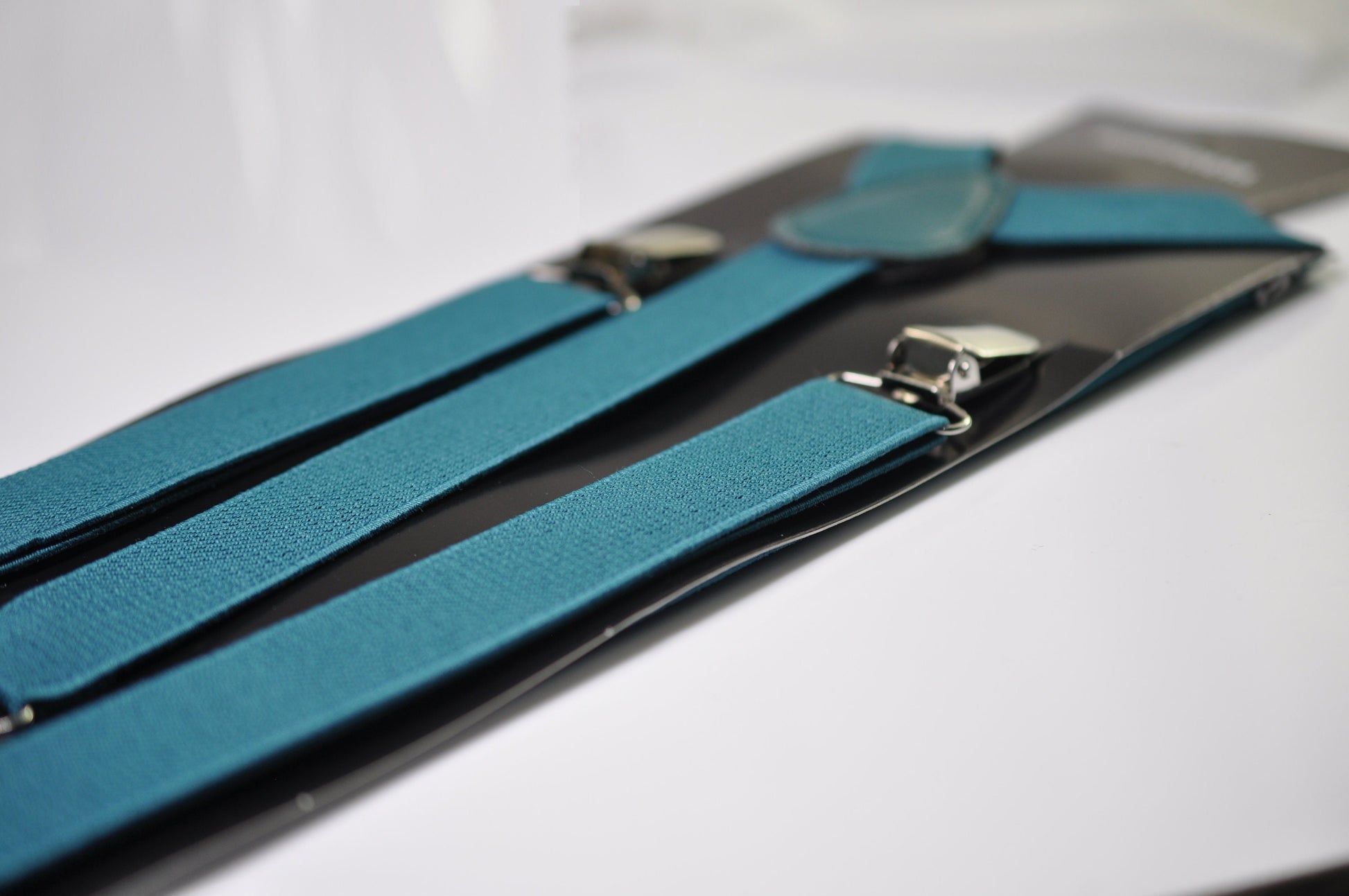 Teal blue Velvet Silver Faux Leather Bow tie + Teal blue Elastic Suspenders Braces Men / Youth / Boys Kids / Baby Infant Toddler