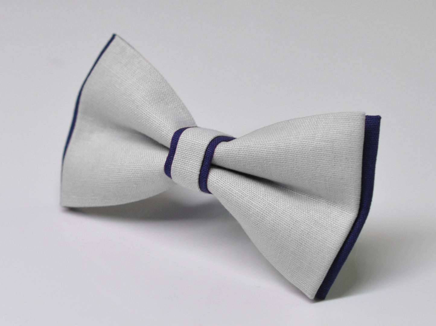Navy Blue and Silver Grey Gray Cotton Pre tied Bow tie Bowtie for Men Adult / Youth Teenage / Boy Kids / Baby Infant