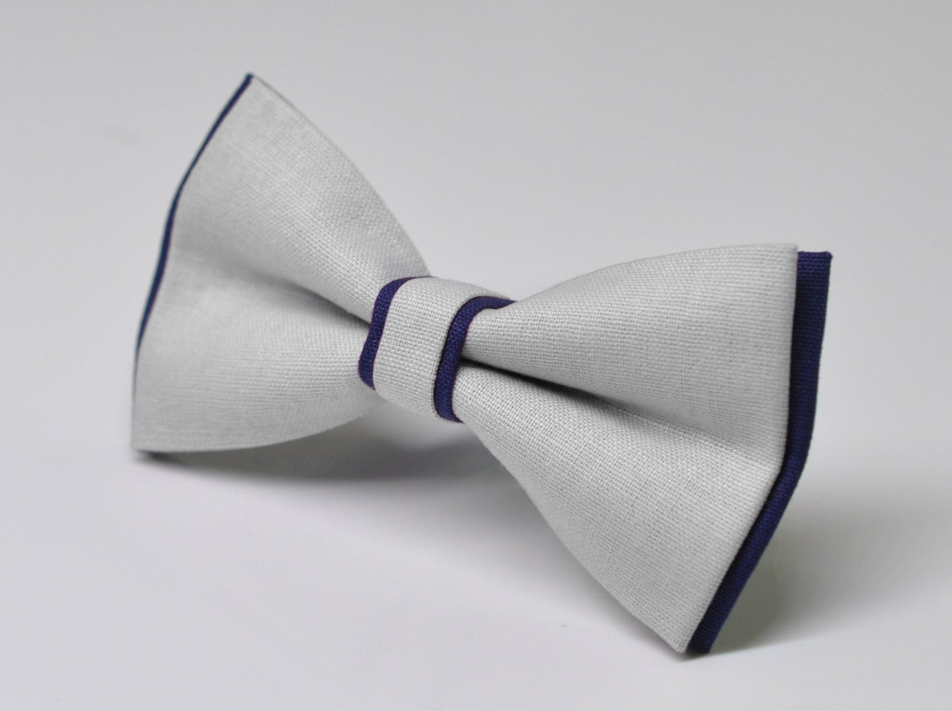 Navy Blue and Silver Grey Gray Cotton Pre tied Bow tie Bowtie for Men Adult / Youth Teenage / Boy Kids / Baby Infant