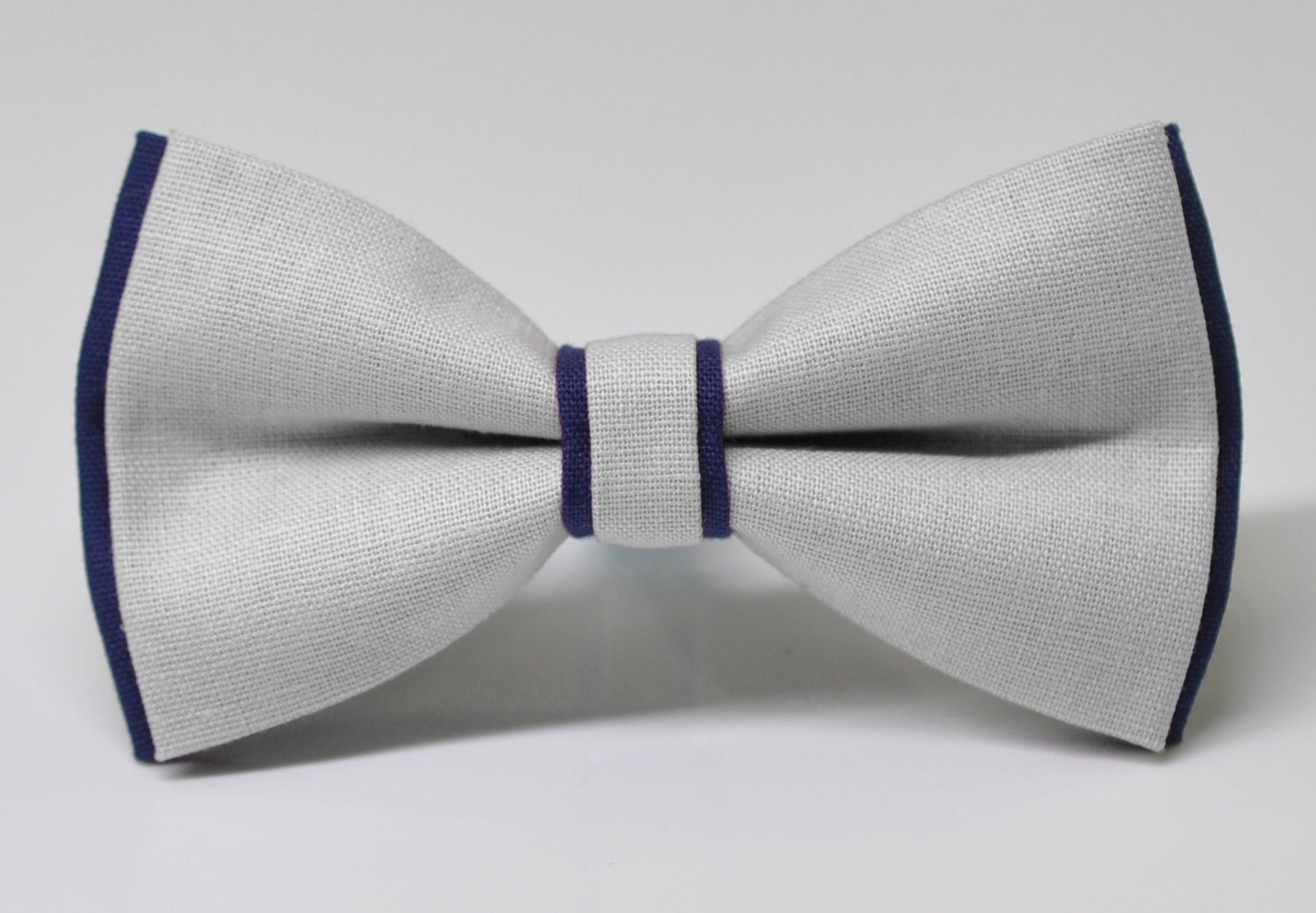 Navy Blue and Silver Grey Gray Cotton Pre tied Bow tie Bowtie for Men Adult / Youth Teenage / Boy Kids / Baby Infant