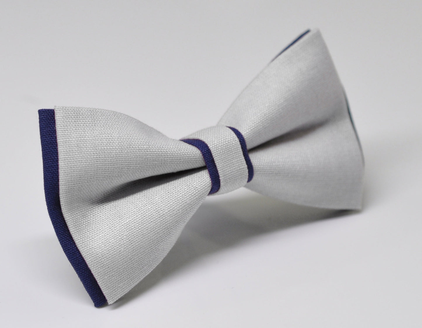 Navy Blue and Silver Grey Gray Cotton Pre tied Bow tie Bowtie for Men Adult / Youth Teenage / Boy Kids / Baby Infant