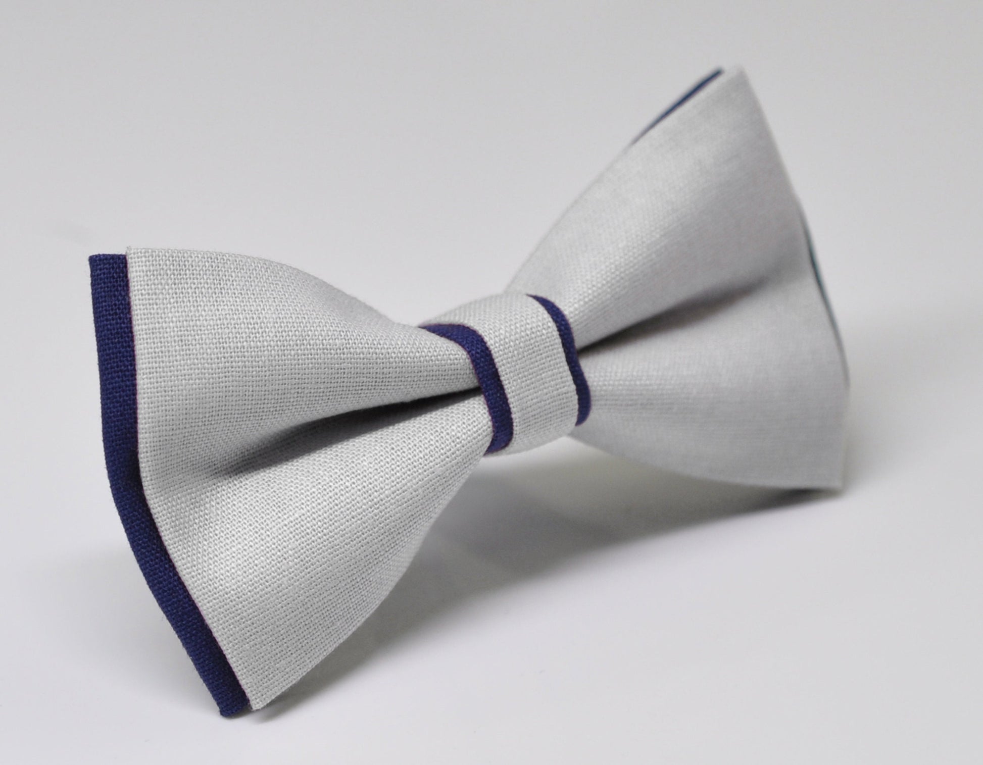 Navy Blue and Silver Grey Gray Cotton Pre tied Bow tie Bowtie for Men Adult / Youth Teenage / Boy Kids / Baby Infant
