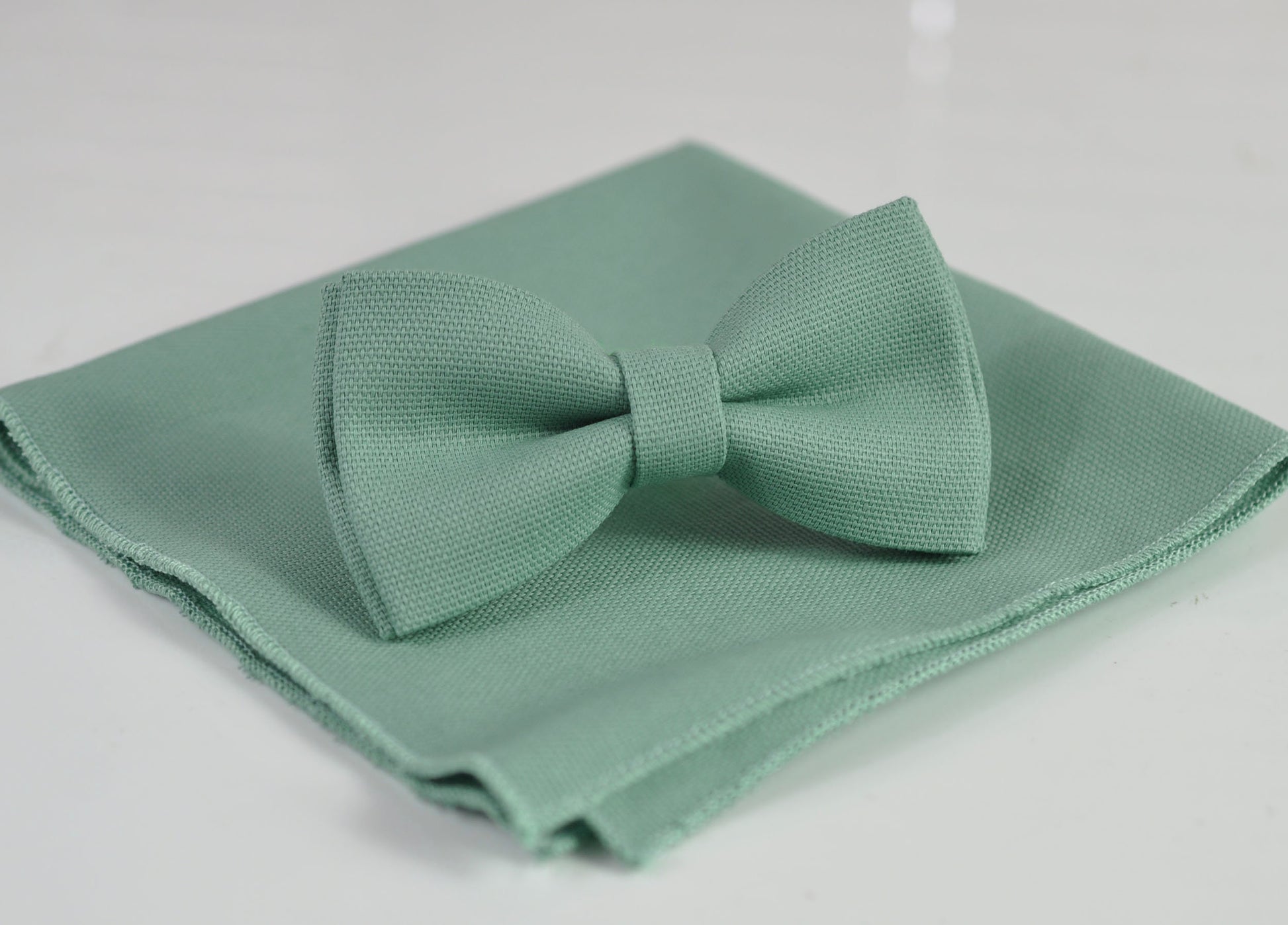 Sage Green Cotton Bow tie Bowtie + Matched Elastic Suspenders Braces for Men / Youth Teenage/ Boys Kids / Baby Infant Toddler