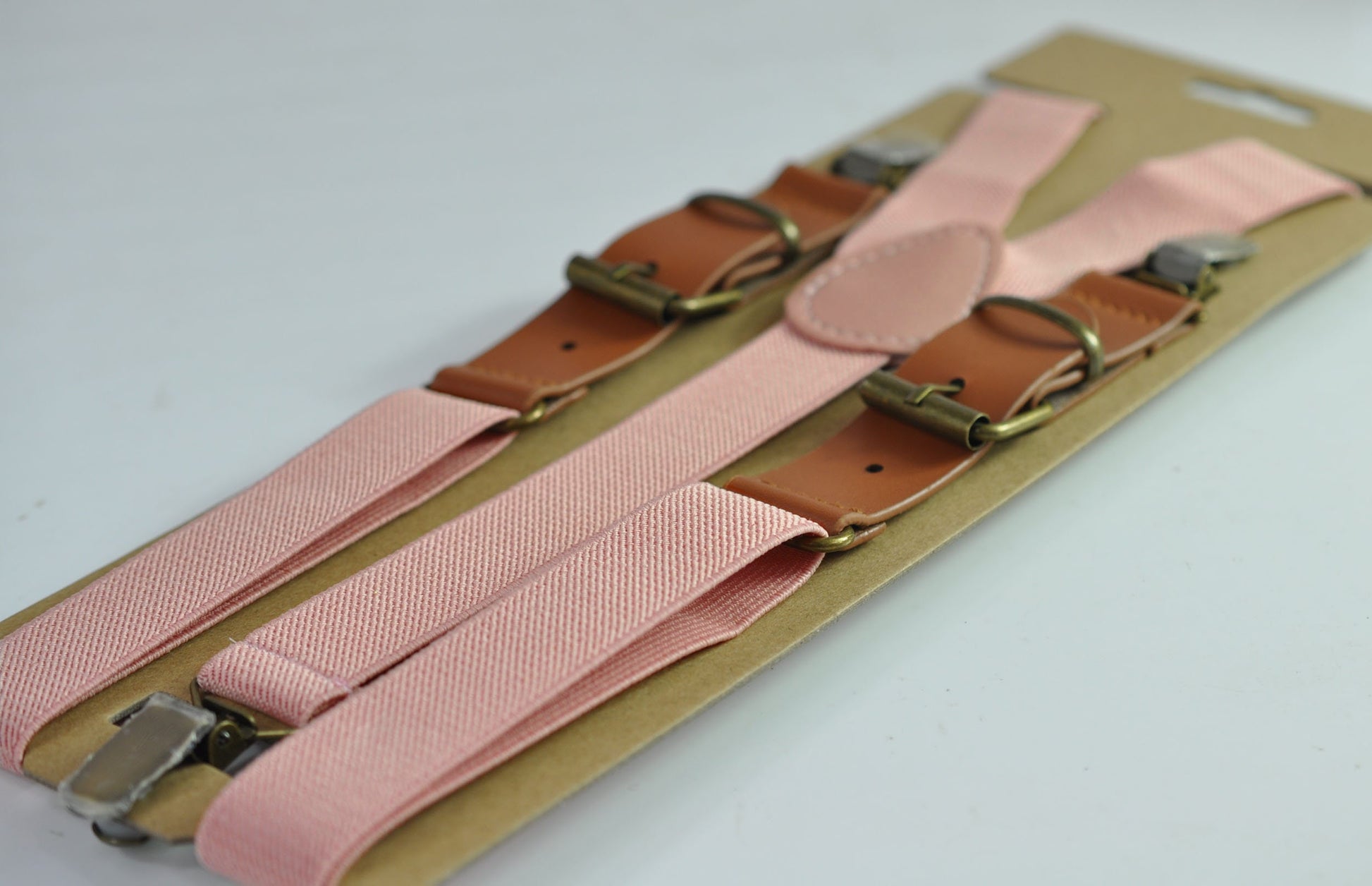 Dusty Pink Musk White Pre tied Bow tie Bowtie + Elastic Suspenders Braces for Men / Youth / Boys Kids / Baby Infant Toddler