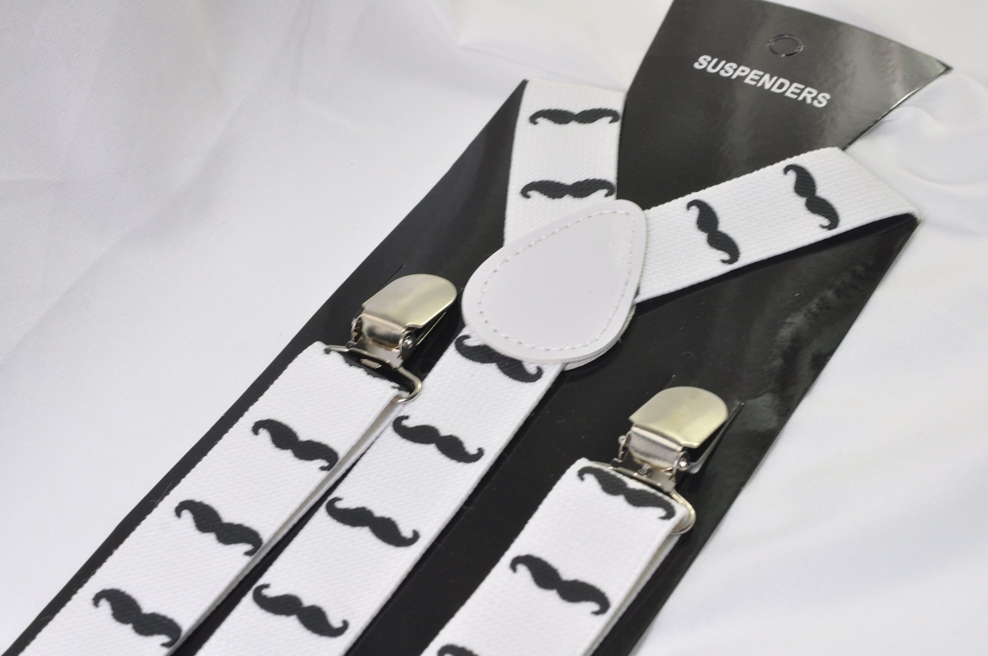 25mm Wide White Black Beard Mustache Paint Elastic Suspenders Braces for Men Adult / Youth Teenage / Boy Kids / Baby Infant Toddler