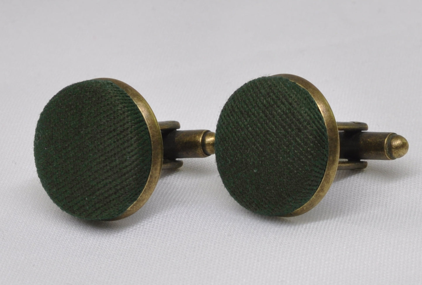 Olive Green Army Green Cotton Fabric Copper Bronze Support Cufflinks