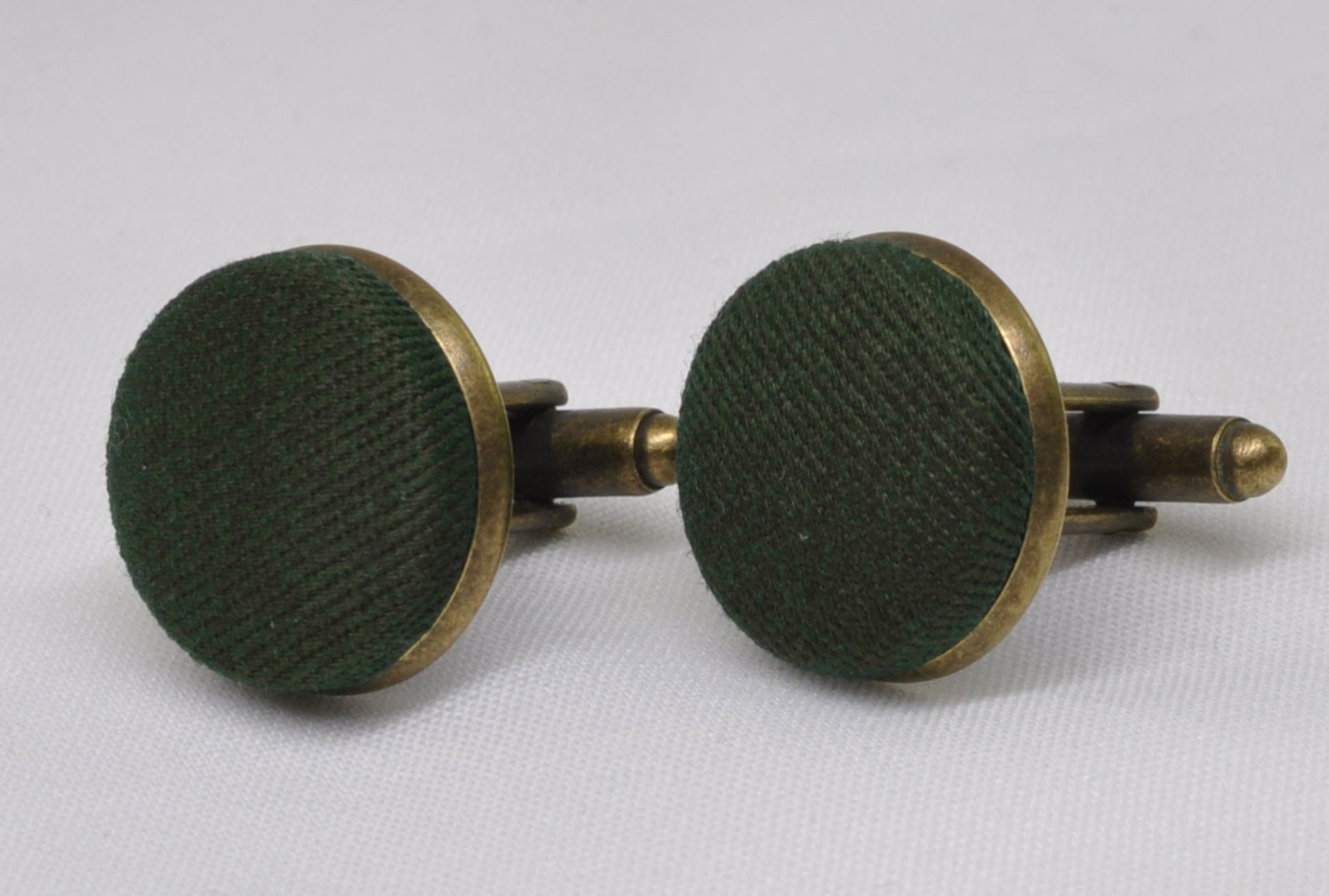 Olive Green Army Green Cotton Fabric Copper Bronze Support Cufflinks