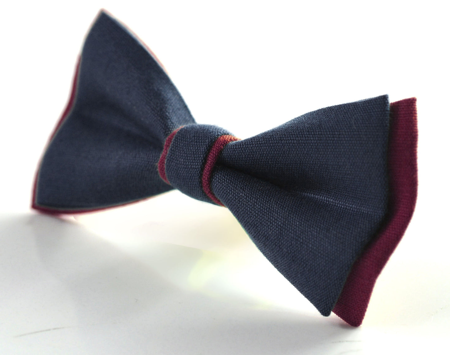 Dark Navy Blue and Burgundy Wine Red Linen Cotton Pre tied Bow tie Bowtie for Men Adult / Youth Teenage / Boy Kids / Baby Infant