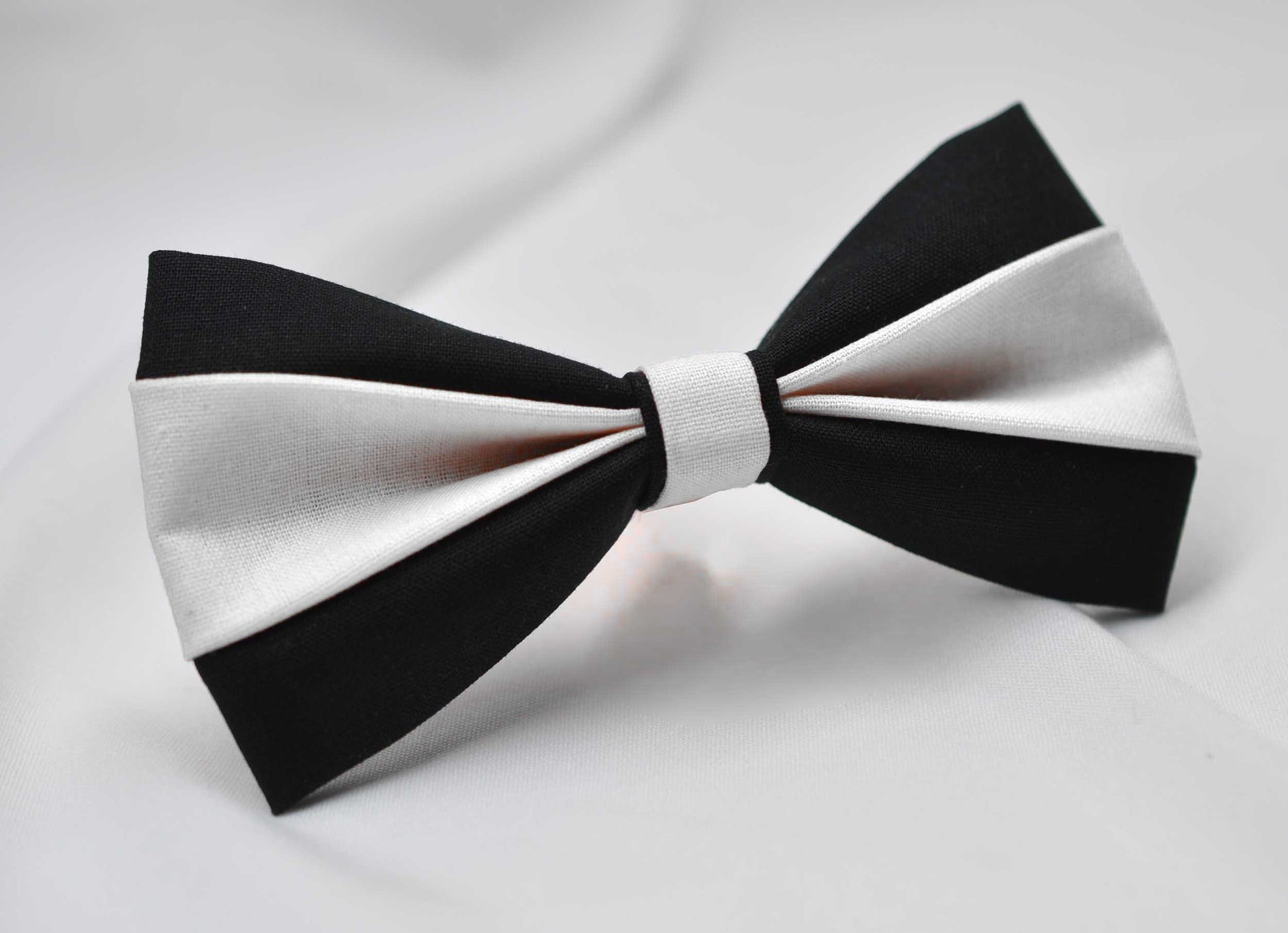 100% Cotton White Black Pretied 2 Layers Bow Tie Bowtie For Men / Youth Teenage / Kids Boy / Baby Infant Children Wedding Party