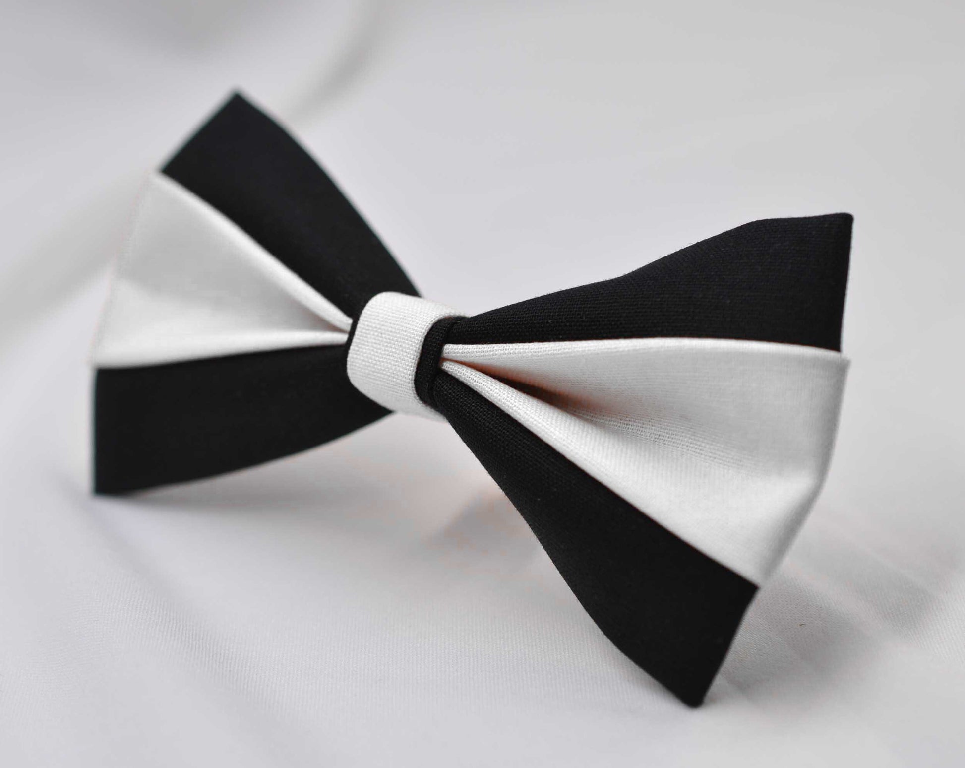 100% Cotton White Black Pretied 2 Layers Bow Tie Bowtie For Men / Youth Teenage / Kids Boy / Baby Infant Children Wedding Party