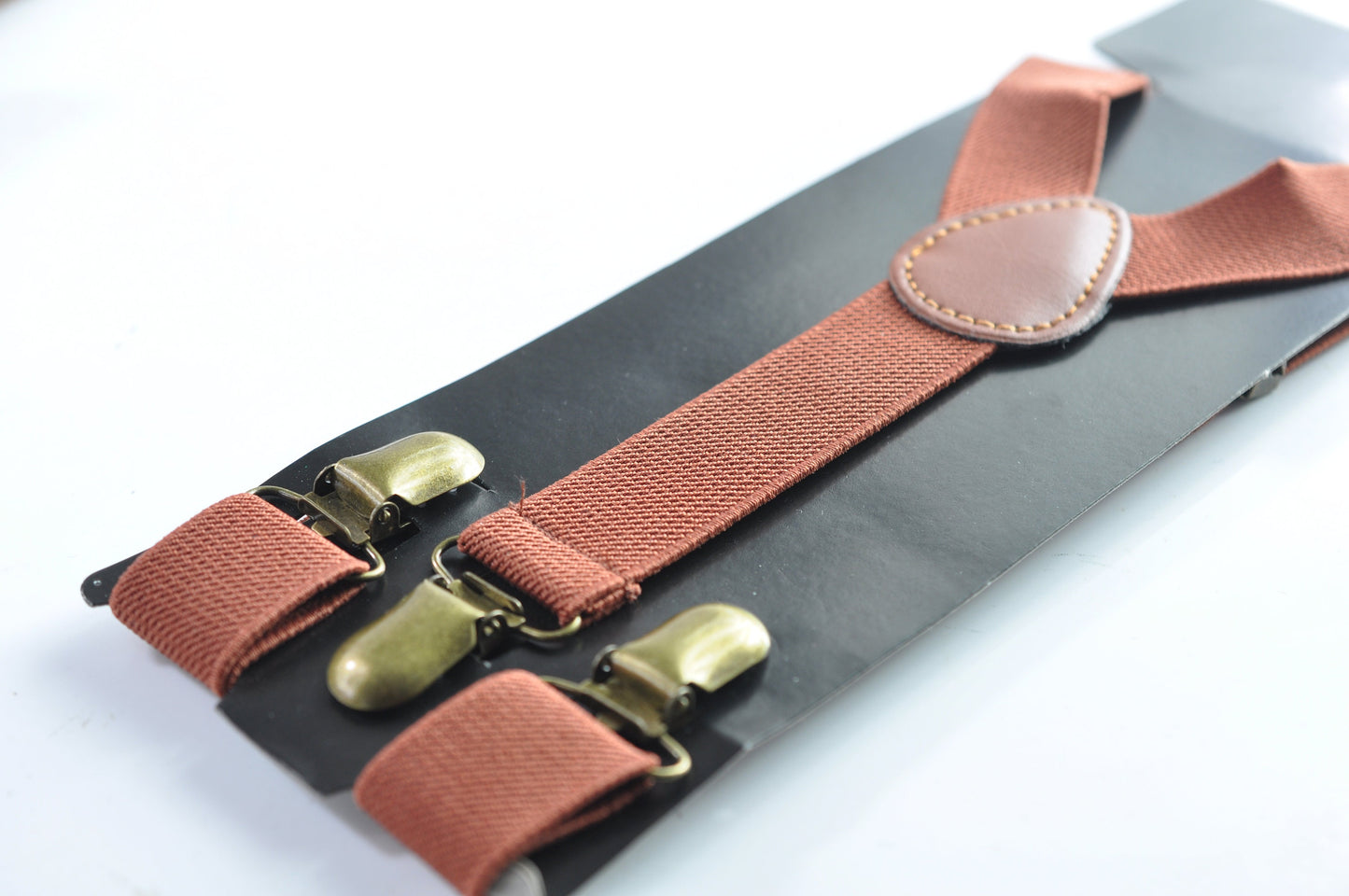Rust Terracotta Brown Black Cotton Bow tie Bowtie +Rust Elastic Suspenders Braces Men / Youth / Boys Kids / Baby Infant Toddler