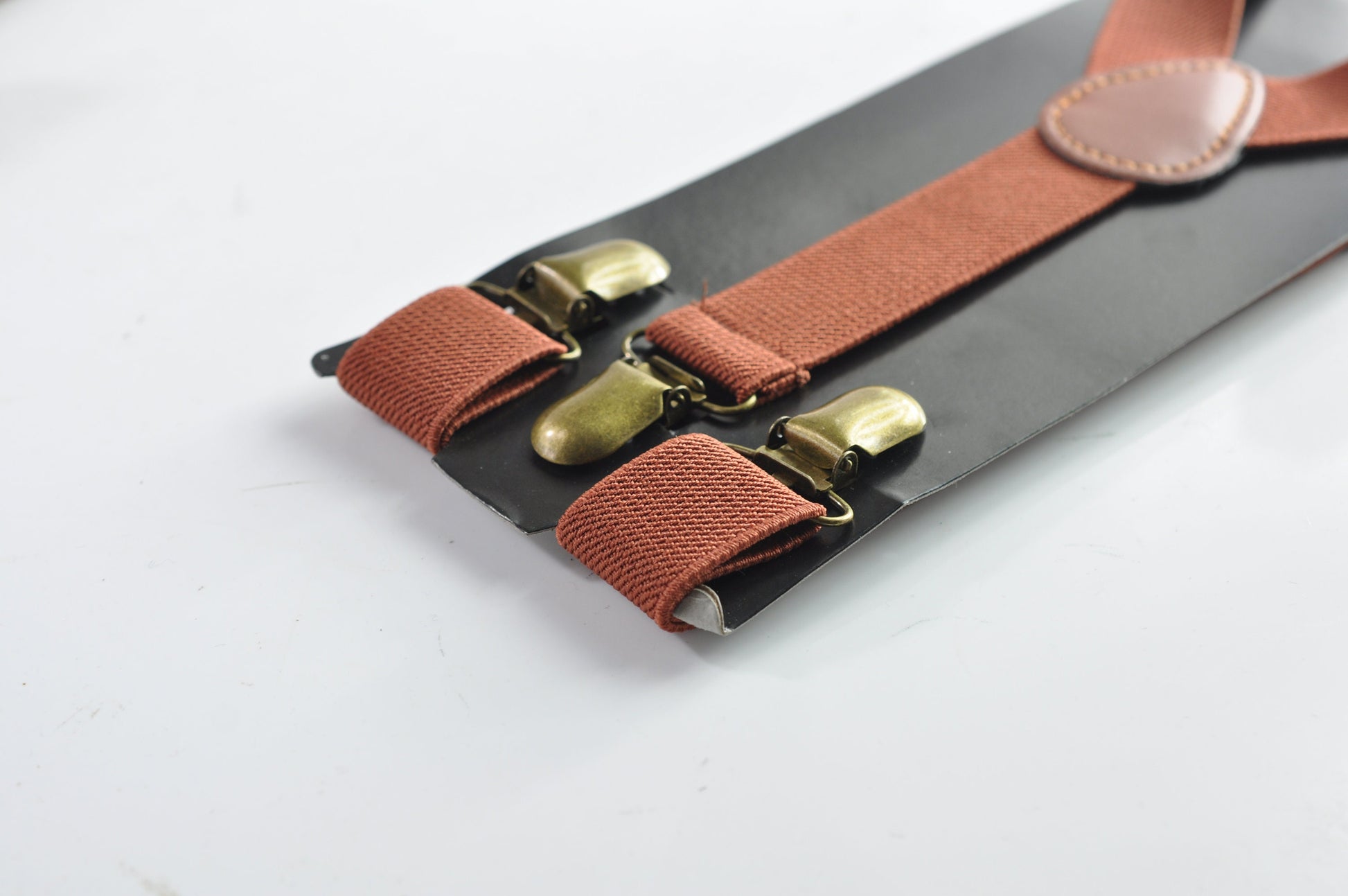 Rust Terracotta Brown Black Cotton Bow tie Bowtie +Rust Elastic Suspenders Braces Men / Youth / Boys Kids / Baby Infant Toddler