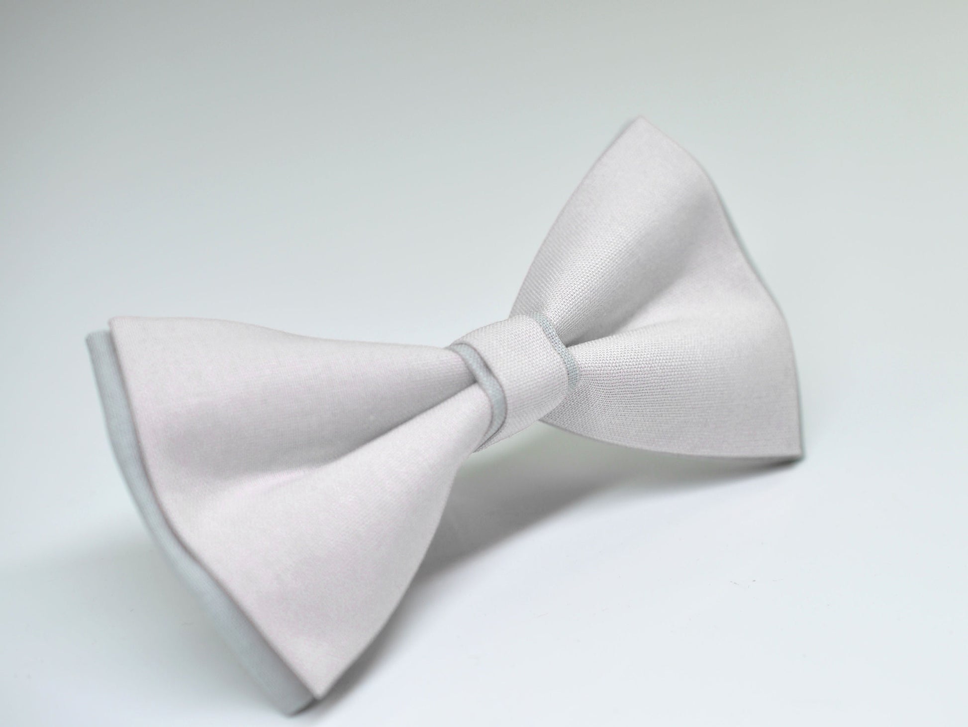 100% Cotton White Silver Grey Pretied 2 Layers Bow Tie Bowtie For Men / Youth Teenage / Kids Boy / Baby Infant Children Wedding Party