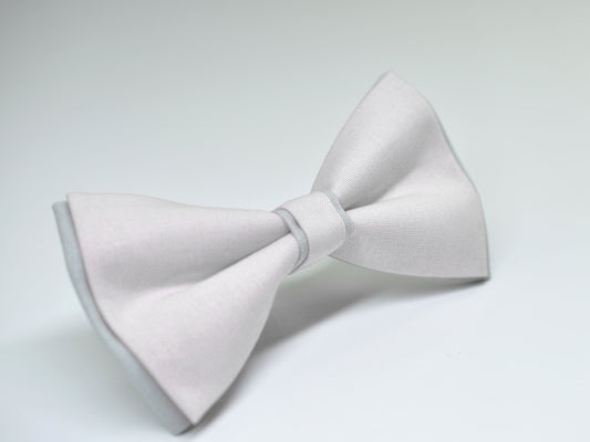 100% Cotton White Silver Grey Pretied 2 Layers Bow Tie Bowtie For Men / Youth Teenage / Kids Boy / Baby Infant Children Wedding Party