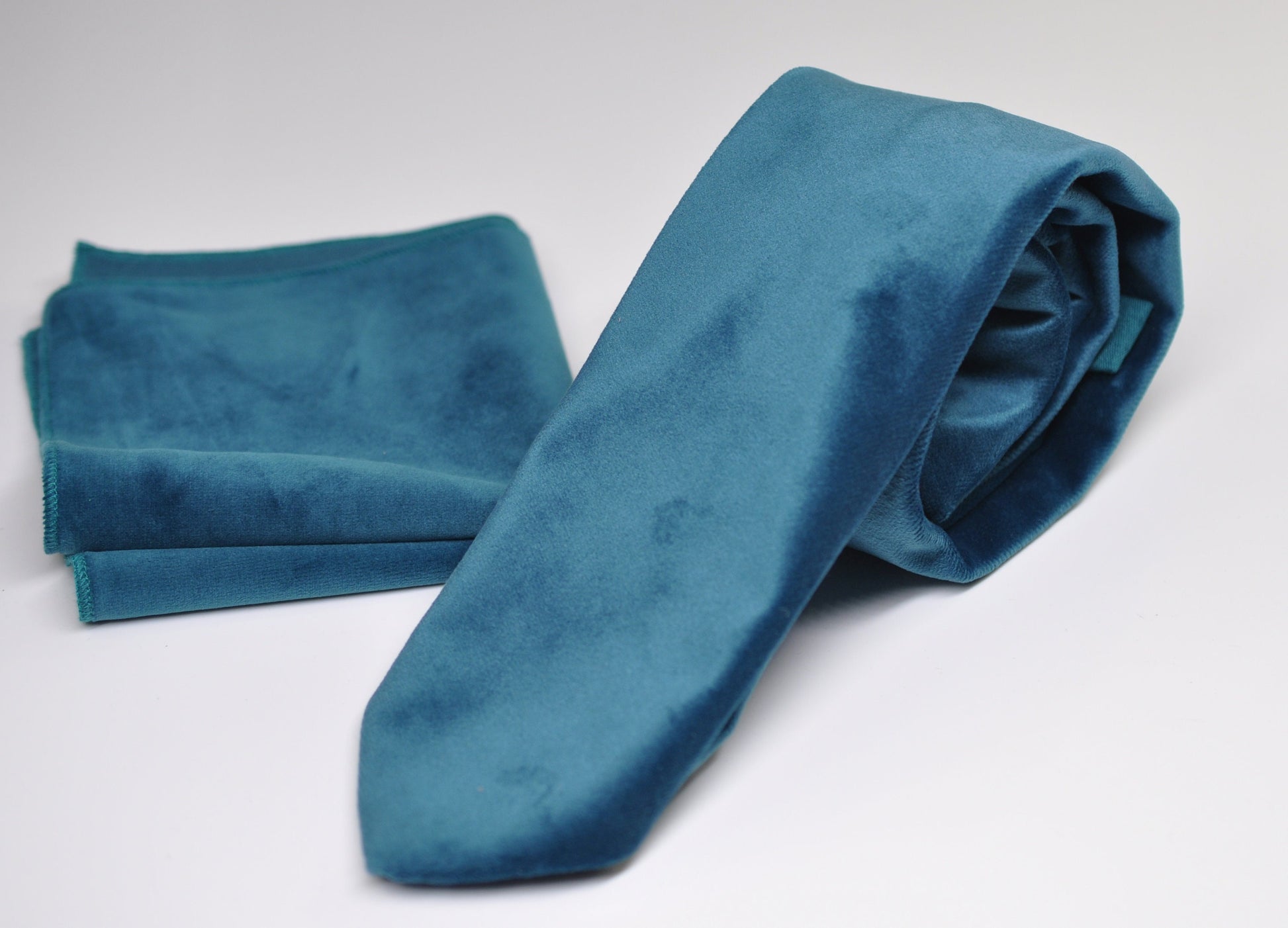 Men Unisex Teal Blue Velvet Bow tie Bowtie Skinny Neck tie Necktie Pocket Squares
