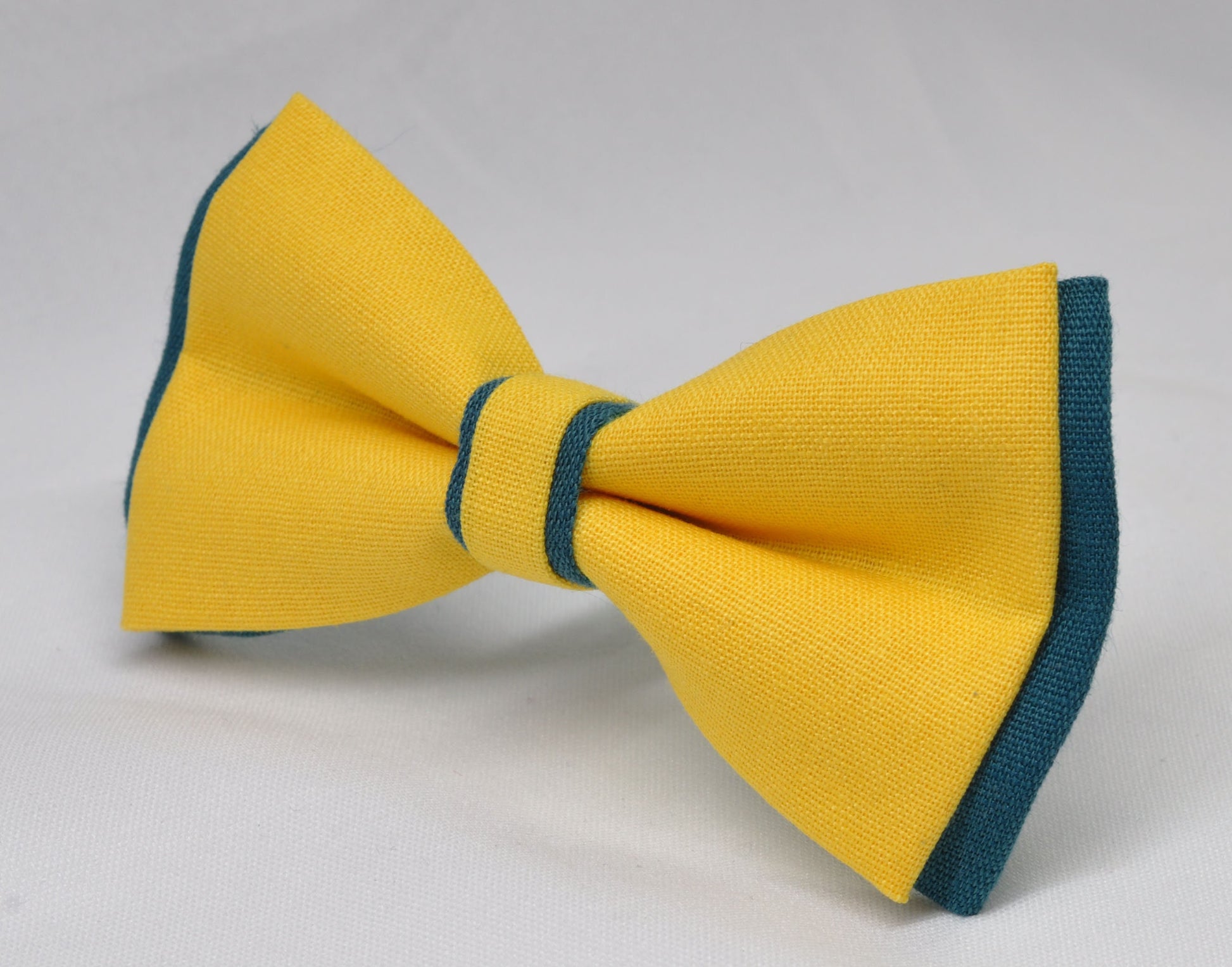 Navy Blue and Yellow Linen Cotton Pre tied Bow tie Bowtie for Men Adult / Youth Teenage / Boy Kids / Baby Infant