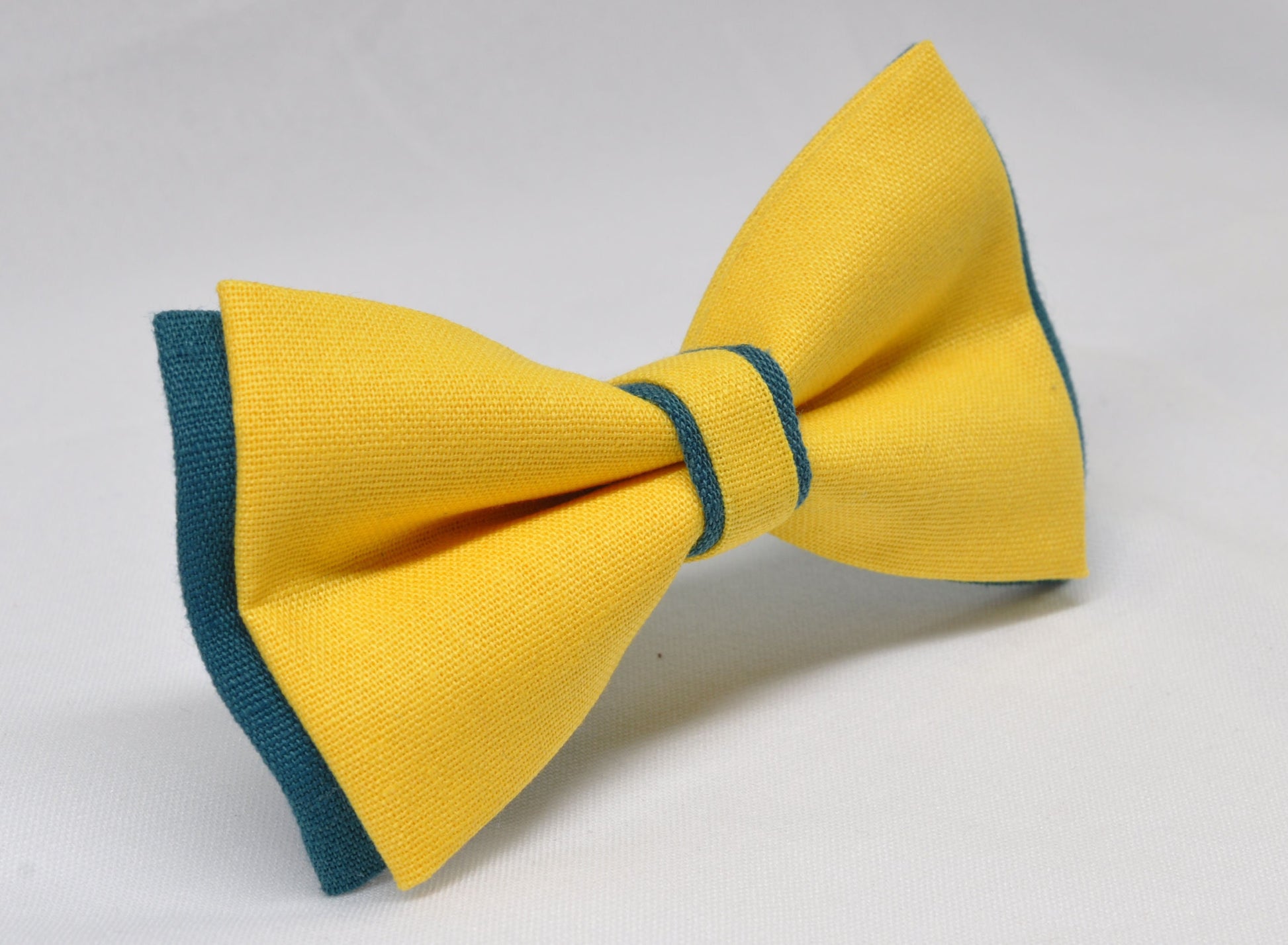 Navy Blue and Yellow Linen Cotton Pre tied Bow tie Bowtie for Men Adult / Youth Teenage / Boy Kids / Baby Infant