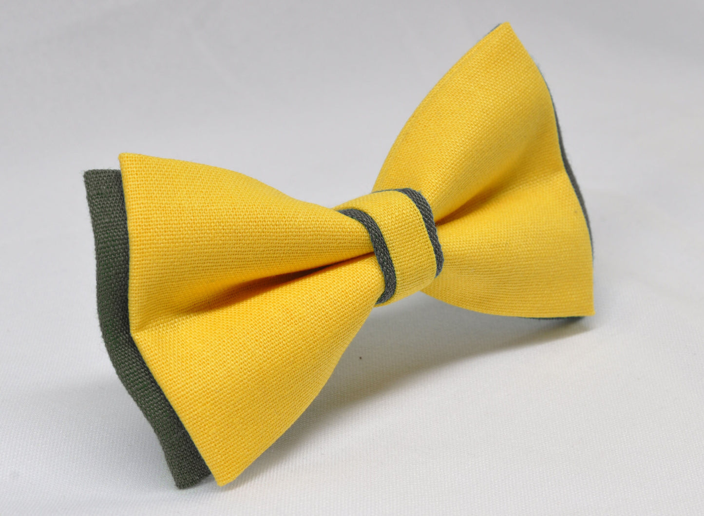 Army Green Oilve and Yellow Linen Cotton Pre tied Bow tie Bowtie for Men Adult / Youth Teenage / Boy Kids / Baby Infant