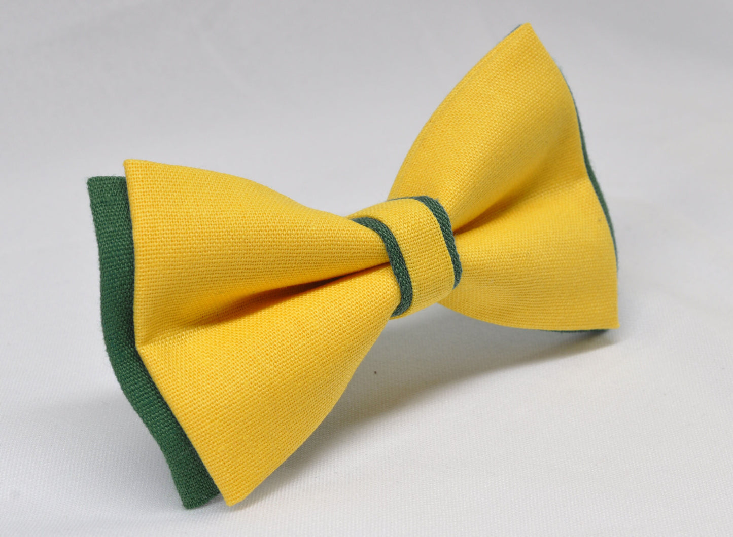 Emerald Green and Yellow Linen Cotton Pre tied Bow tie Bowtie for Men Adult / Youth Teenage / Boy Kids / Baby Infant