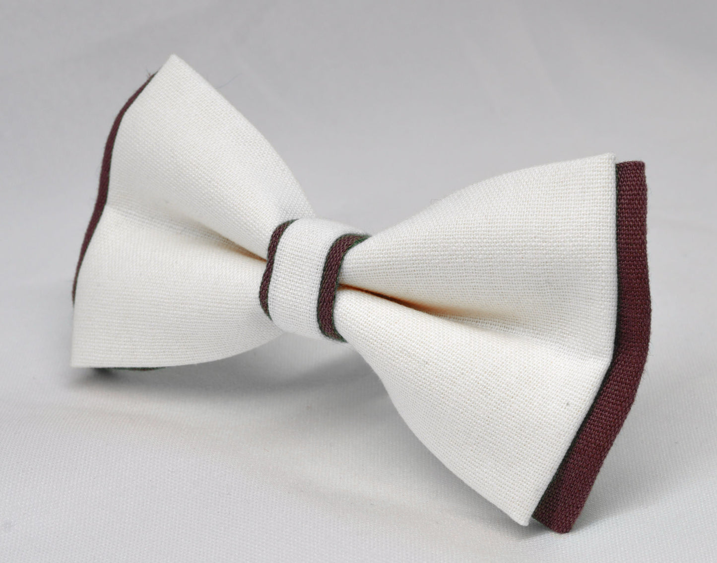 Burgundy Wine Red and White Linen Cotton Pre tied Bow tie Bowtie for Men Adult / Youth Teenage / Boy Kids / Baby Infant