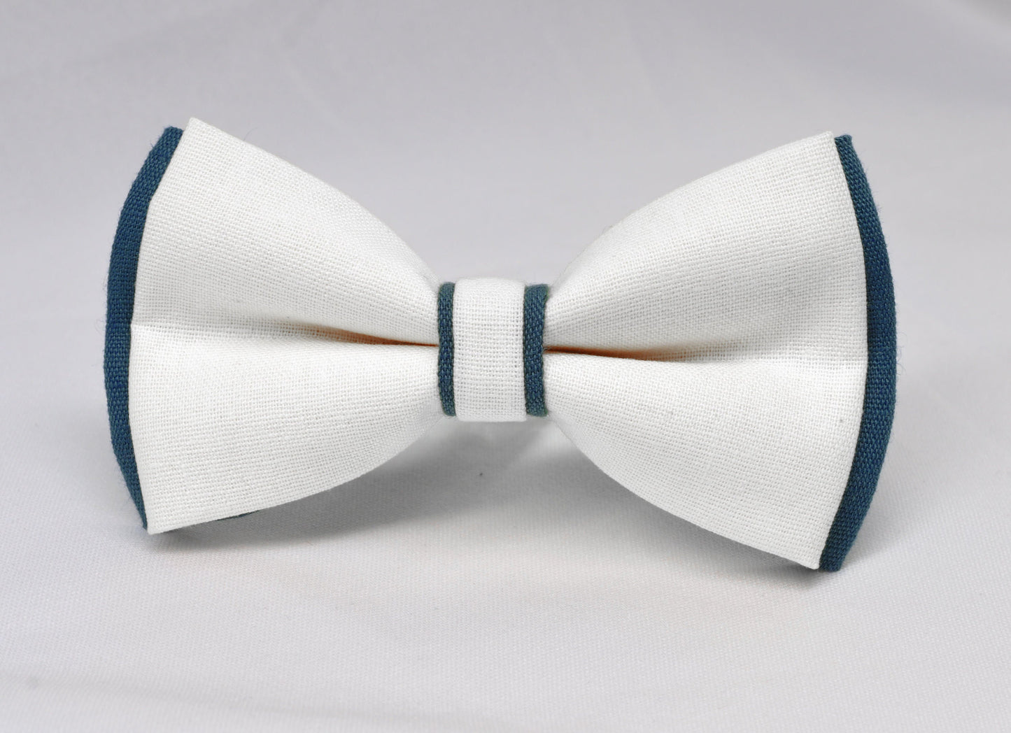 Navy Blue and White Linen Cotton Pre tied Bow tie Bowtie for Men Adult / Youth Teenage / Boy Kids / Baby Infant