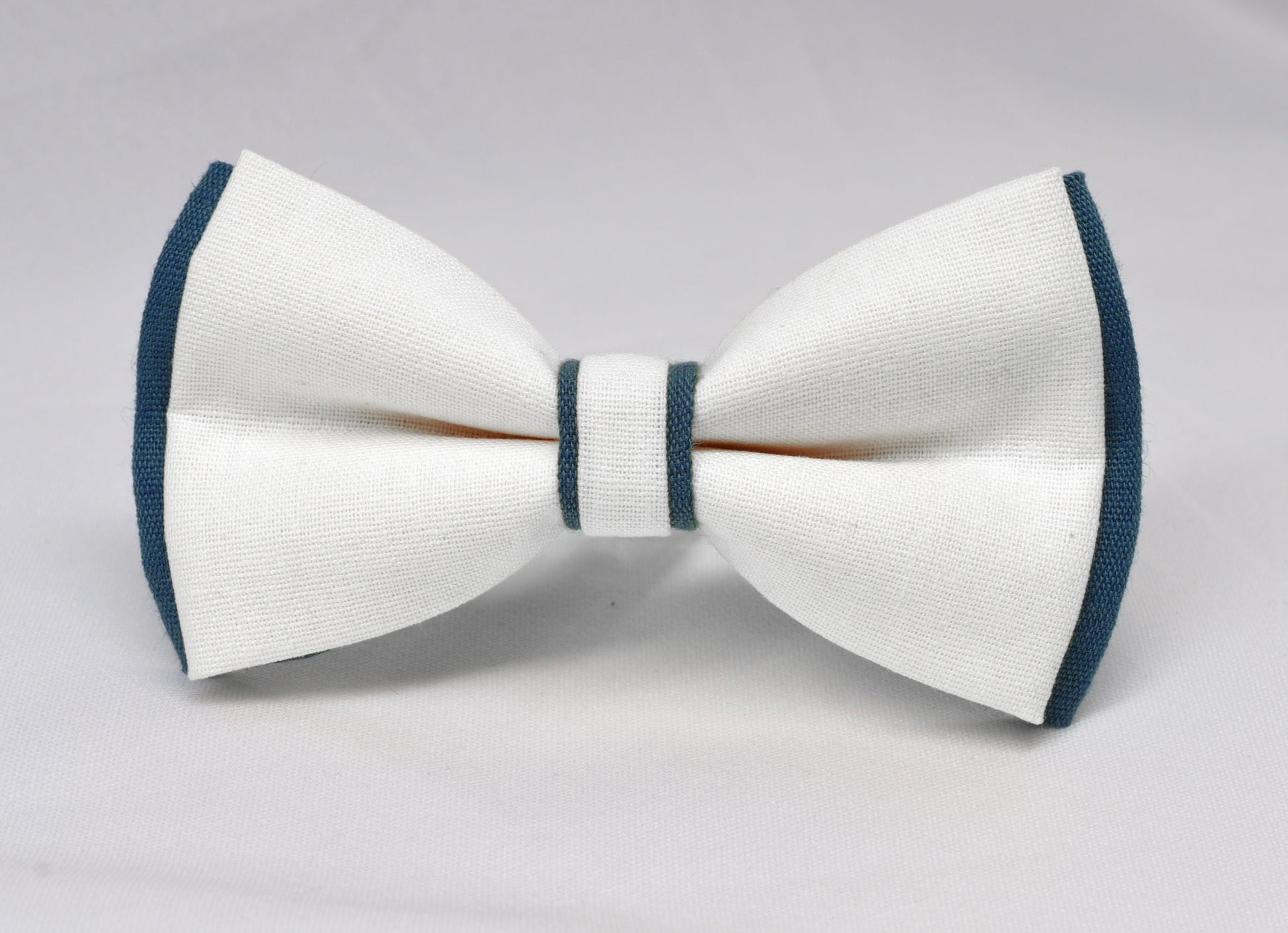 Navy Blue and White Linen Cotton Pre tied Bow tie Bowtie for Men Adult / Youth Teenage / Boy Kids / Baby Infant