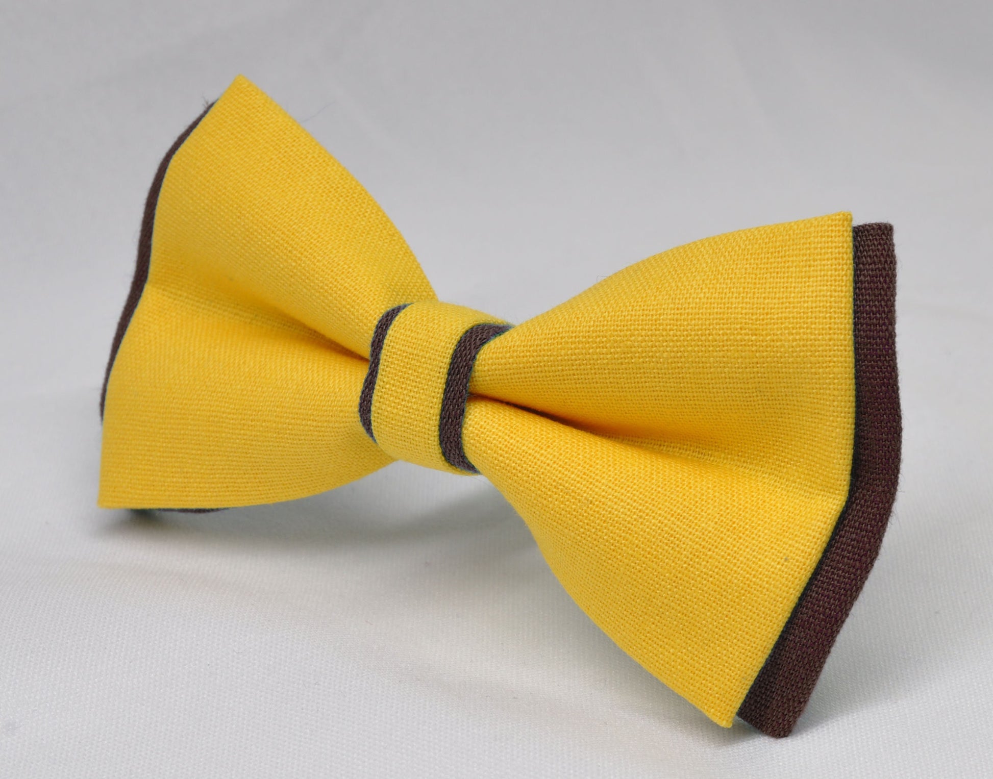 Brown and Yellow Cotton Pre tied Bow tie Bowtie for Men Adult / Youth Teenage / Boy Kids / Baby Infant