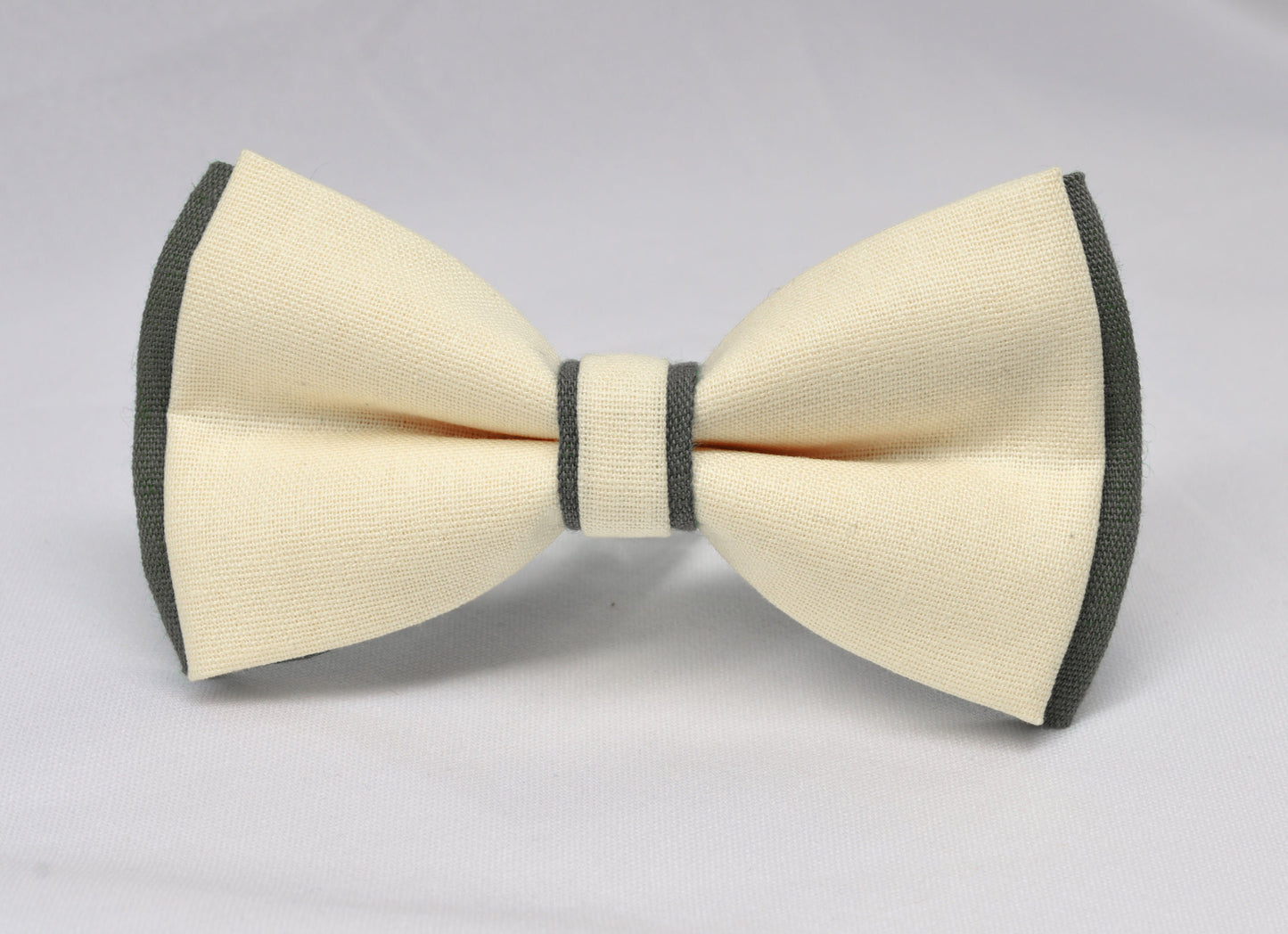 Olive Green Army Green and Ivory off White Linen Cotton Pre tied Bow tie Bowtie for Men Adult / Youth Teenage / Boy Kids / Baby Infant