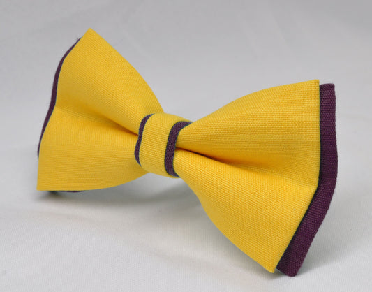 Burgundy Wine Red and Yellow Linen Cotton Pre tied Bow tie Bowtie for Men Adult / Youth Teenage / Boy Kids / Baby Infant