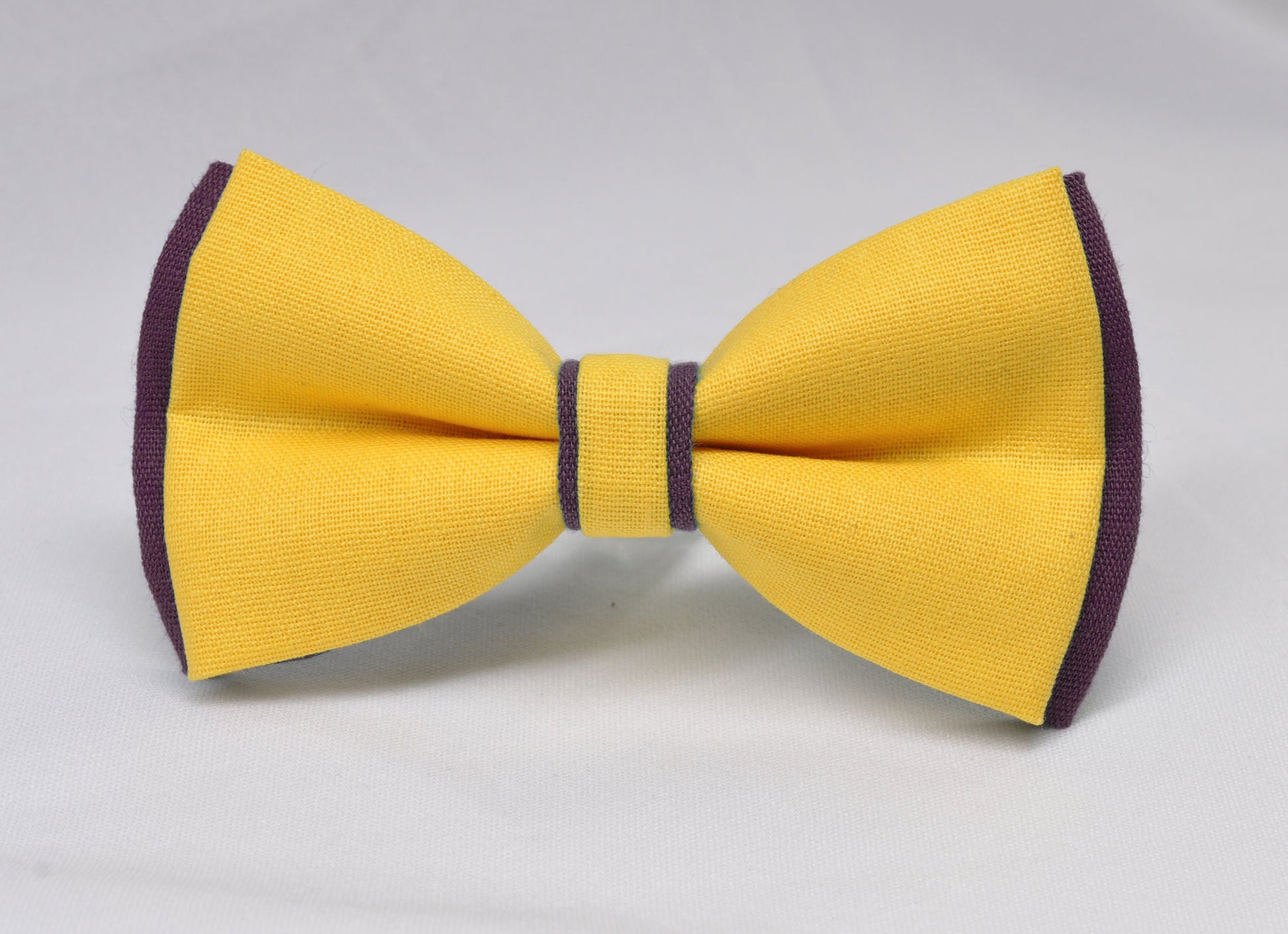 Burgundy Wine Red and Yellow Linen Cotton Pre tied Bow tie Bowtie for Men Adult / Youth Teenage / Boy Kids / Baby Infant