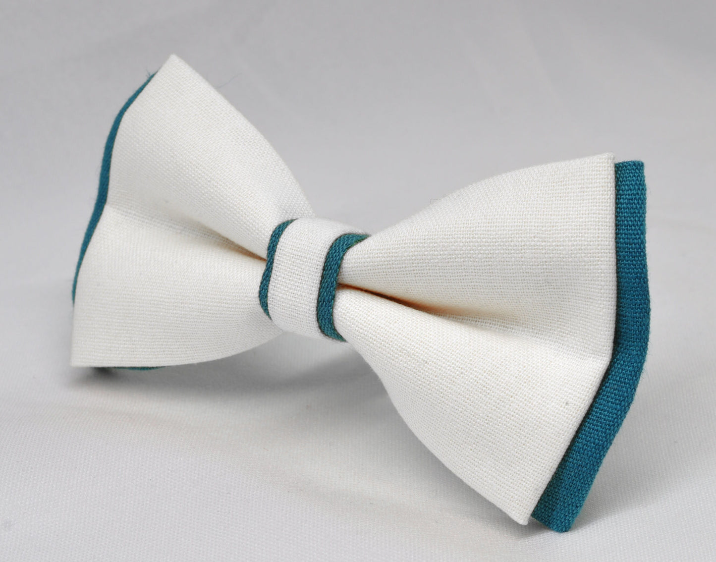 Turquoise Teal Blue and White Linen Cotton Pre tied Bow tie Bowtie for Men Adult / Youth Teenage / Boy Kids / Baby Infant